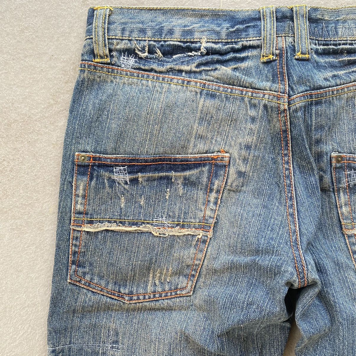 Japanese Brand Distressed denim straight leg Size US 34 / EU 50 - 14 Thumbnail