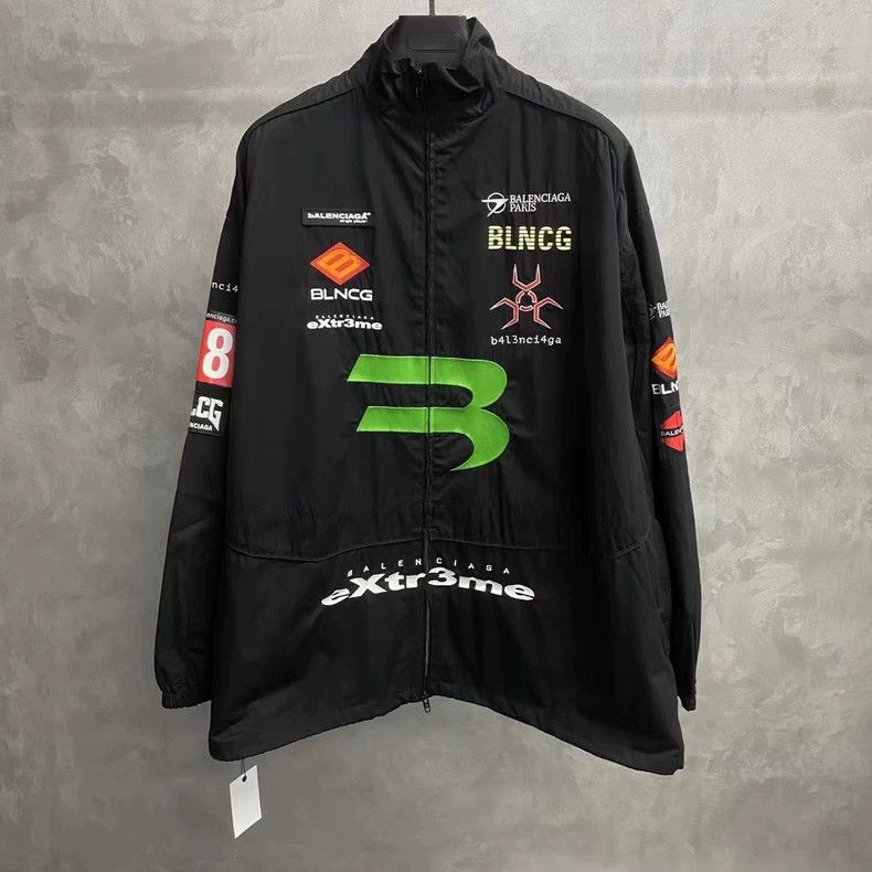 Balenciaga Balenciaga Black Logo Print Windbreaker Jacket Size US M / EU 48-50 / 2 - 1 Thumbnail
