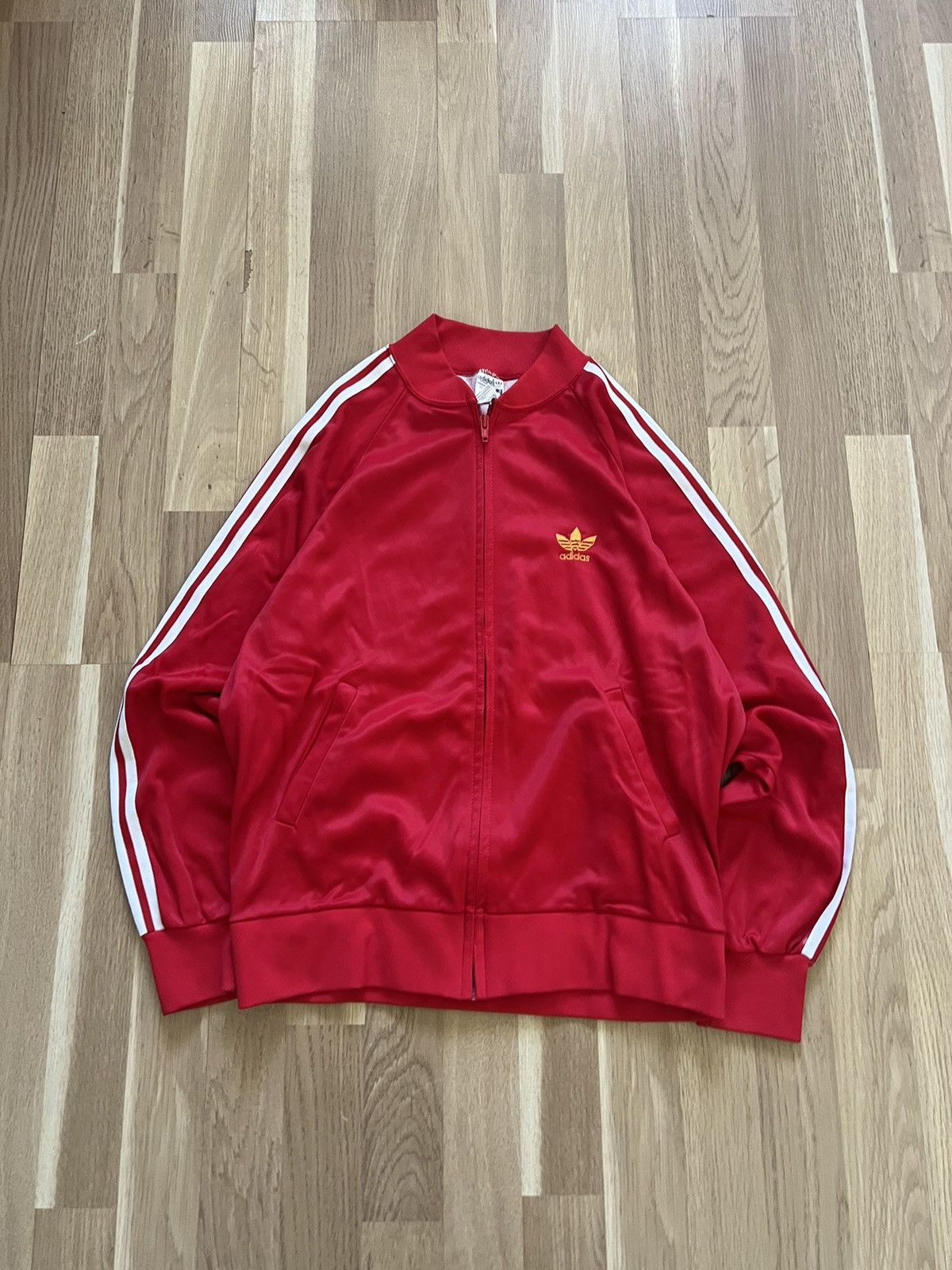 Adidas × Vintage Vintage 70s 80s Adidas Spell Out Striped Track Jacket red Size US S / EU 44-46 / 1 - 2 Thumbnail