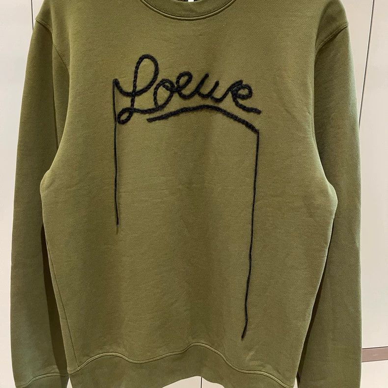 Loewe LOEWE New signature logo round neck hoodie in dark green Size XS / US 0-2 / IT 36-38 - 4 Thumbnail