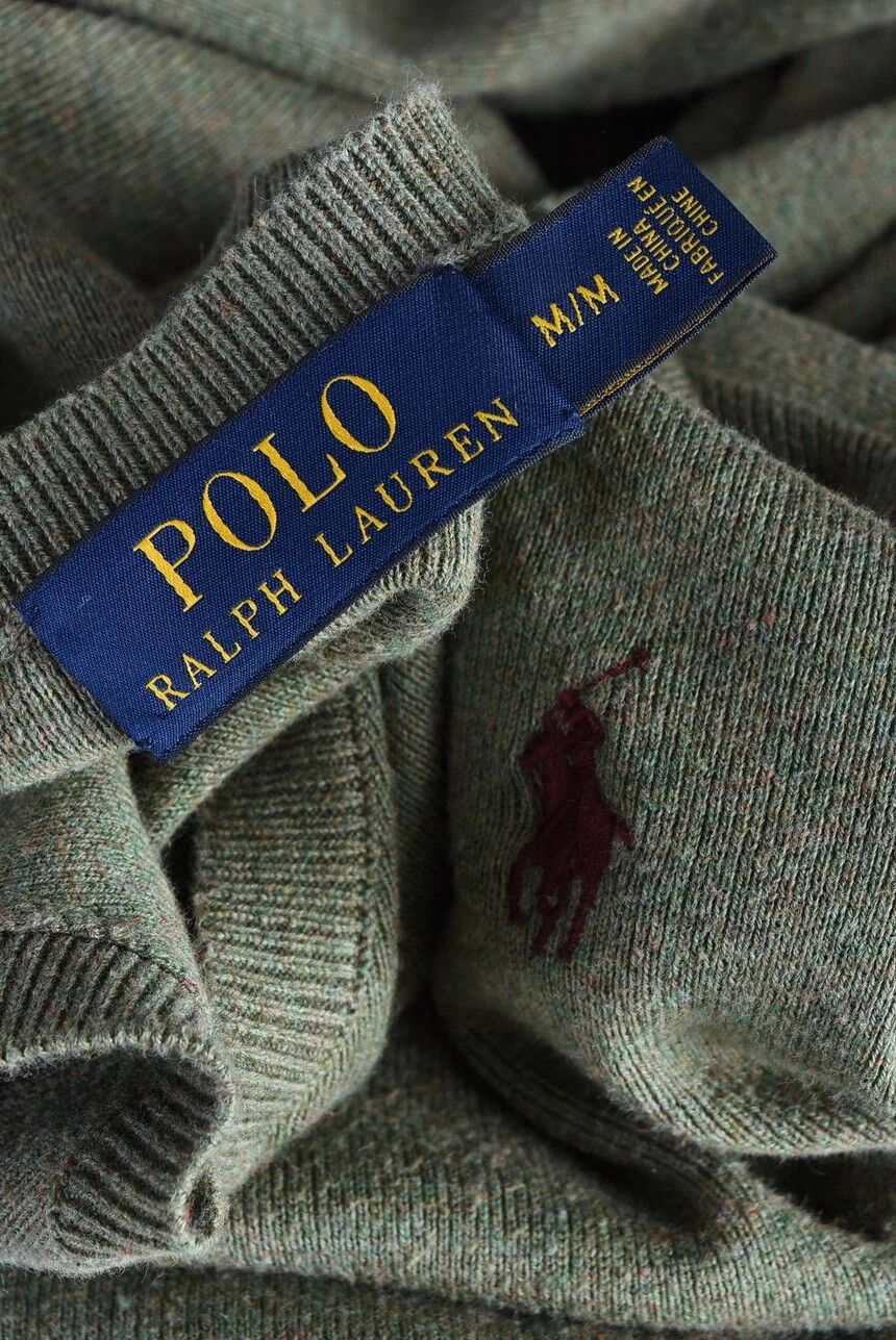 Polo Ralph Lauren Polo Ralph Lauren V-Neck Knit Sweater Green Heather Size US L / EU 52-54 / 3 - 3 Thumbnail