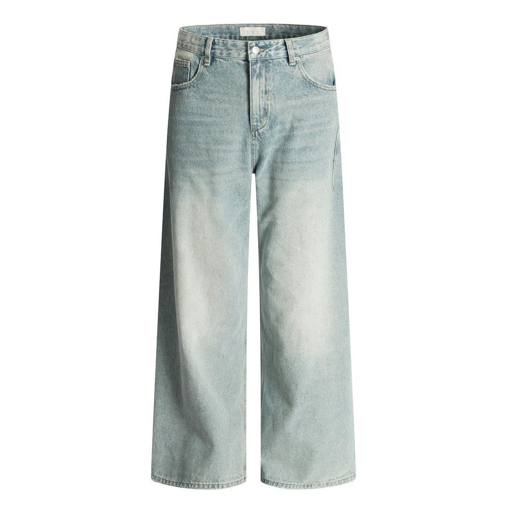 Men's retro washed gradient distressed loose jeans