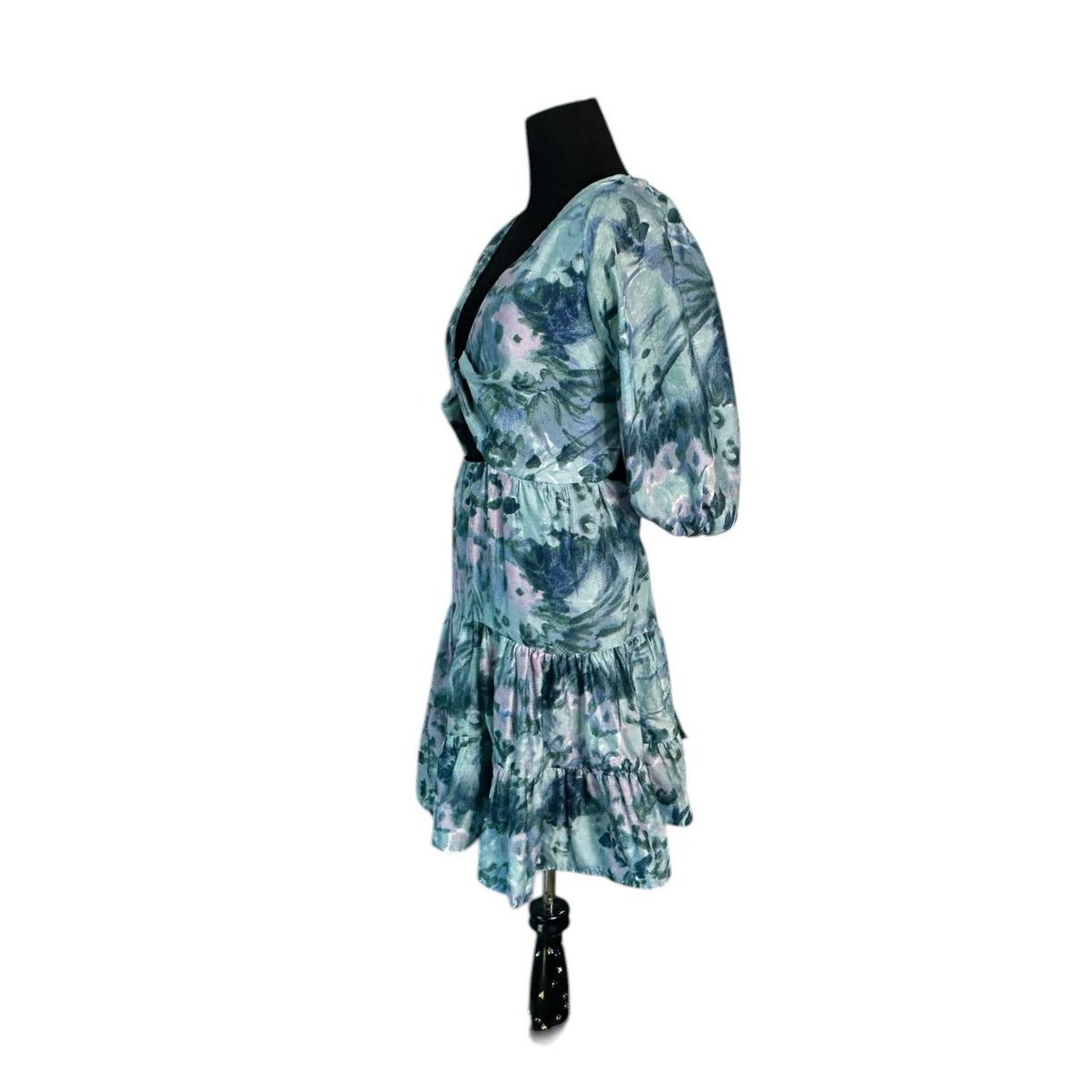 Asos Asos Design Blue Floral Tiered Voile Mini Dress Size 14 Size XL / US 12-14 / IT 48-50 - 9 Thumbnail