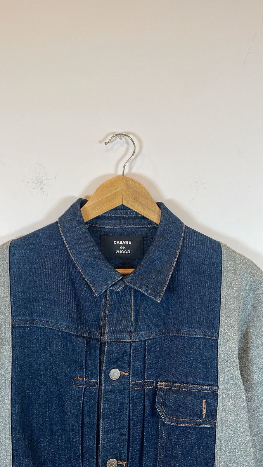 Japanese Brand Cabane de Zucca Hybrid Denim & Sweat Jacket Size US M / EU 48-50 / 2 - 5 Thumbnail
