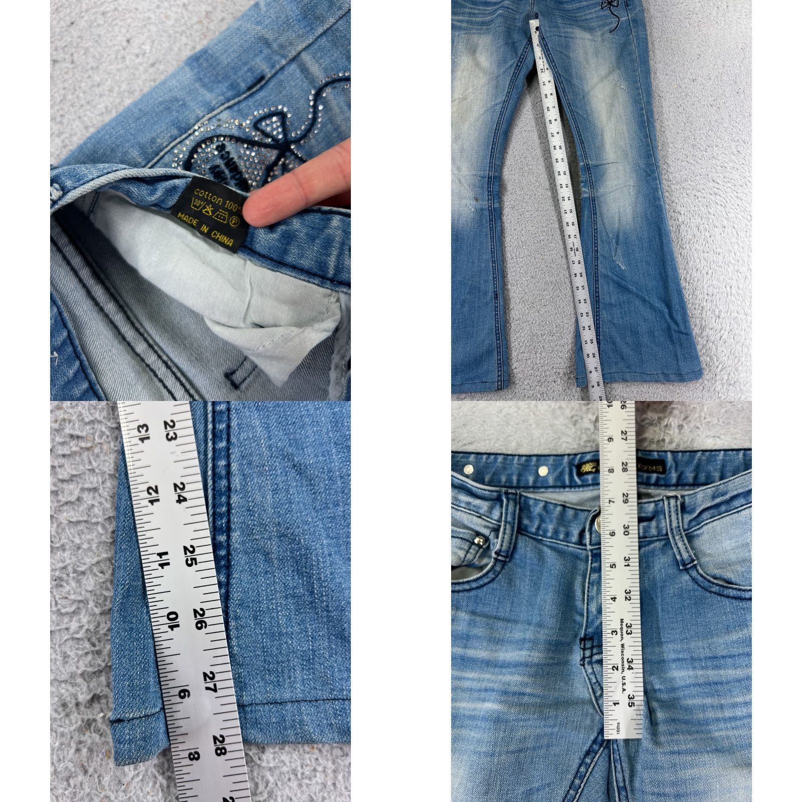 Denime Guidance Jeans Womens 26 Blue Denim Flared Distressed Embellished 26x28 Jeans Womens Regular blue Flared Distressed City Jeans Womens Size 26" / US 2 / IT 38 - 8 Thumbnail
