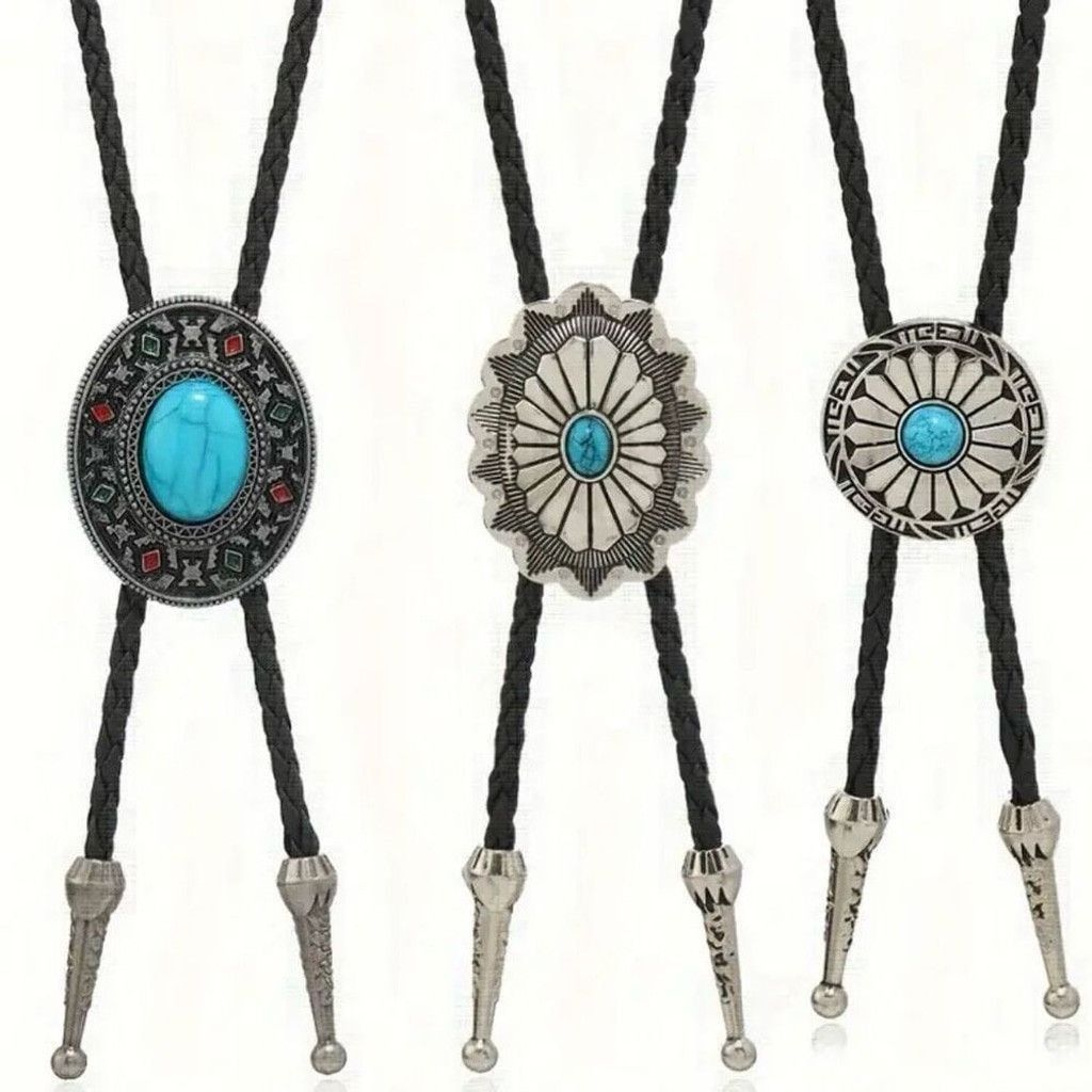 Other Turquoise Stone Small Round Concho Bolo Tie Mens Casual Size ONE SIZE - 6 Thumbnail