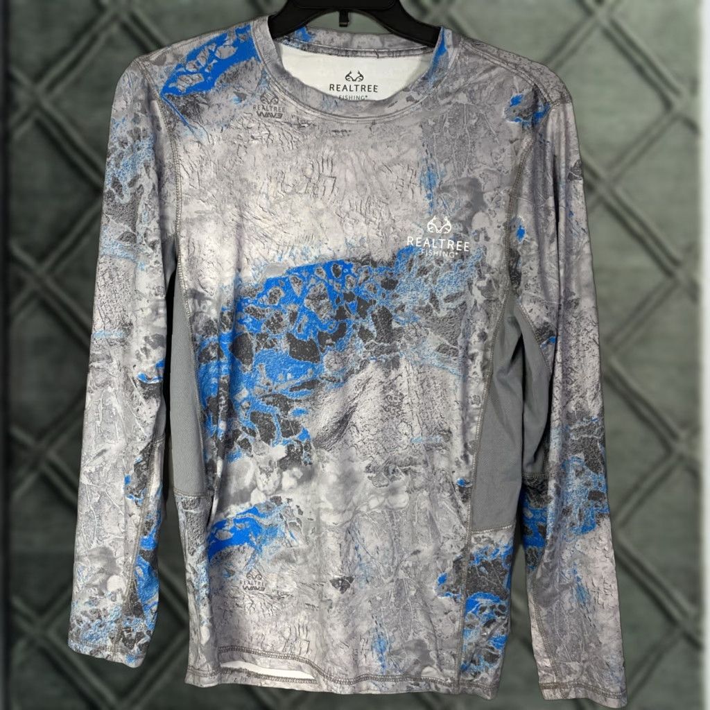 Realtree Realtree Fishing Shirt Small Long Sleeve Gray Blue Camo Performance Crew Neck S Mens Shirt Size US S / EU 44-46 / 1 - 1 Thumbnail