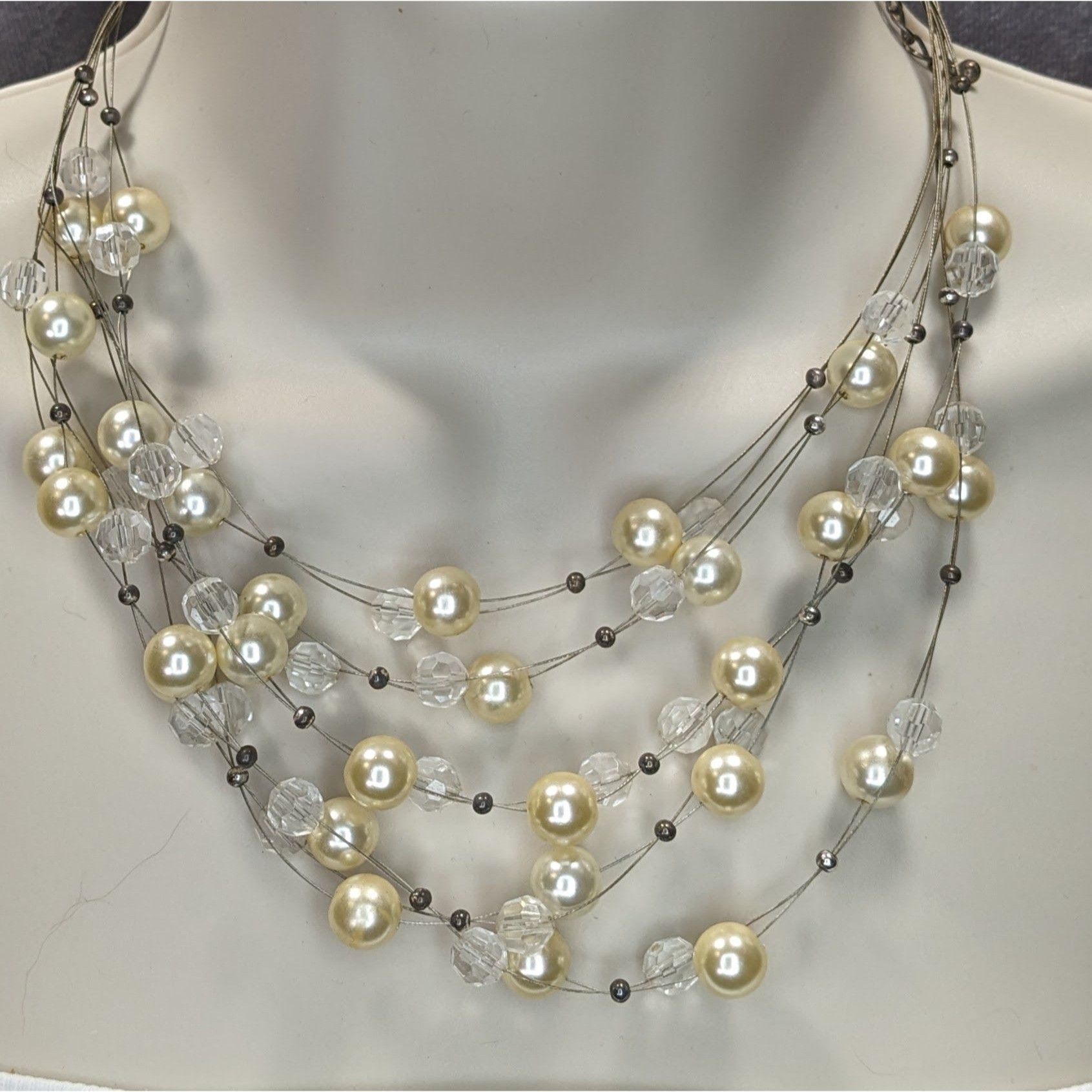 Other Vintage Multi-Strand Faux Pearl And Acrylic Beaded Necklace Size ONE SIZE - 3 Thumbnail