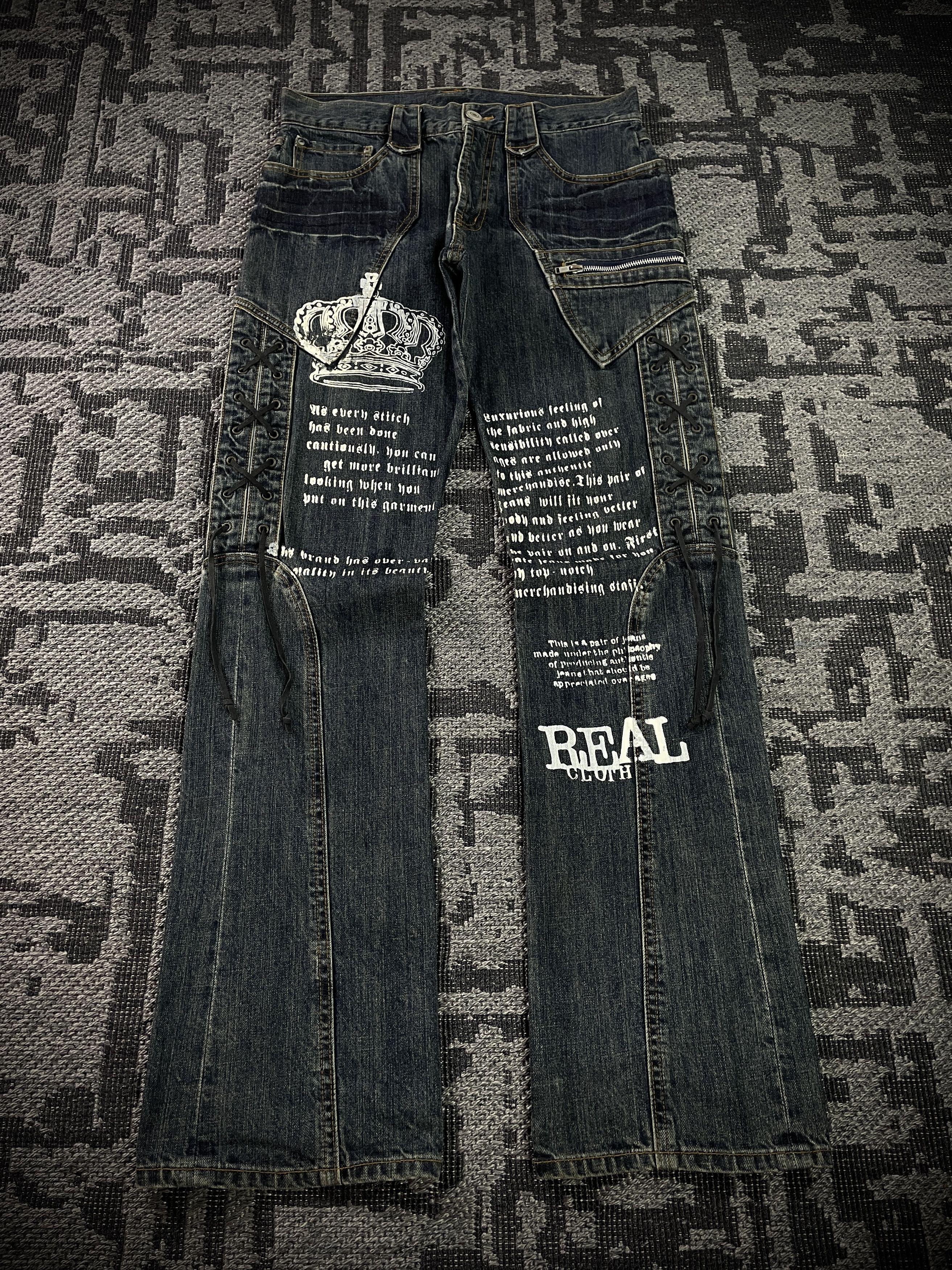 Other Japanese Poem Lace-Up Boot Cut Jeans Size US 32 / EU 48 - 1 Thumbnail