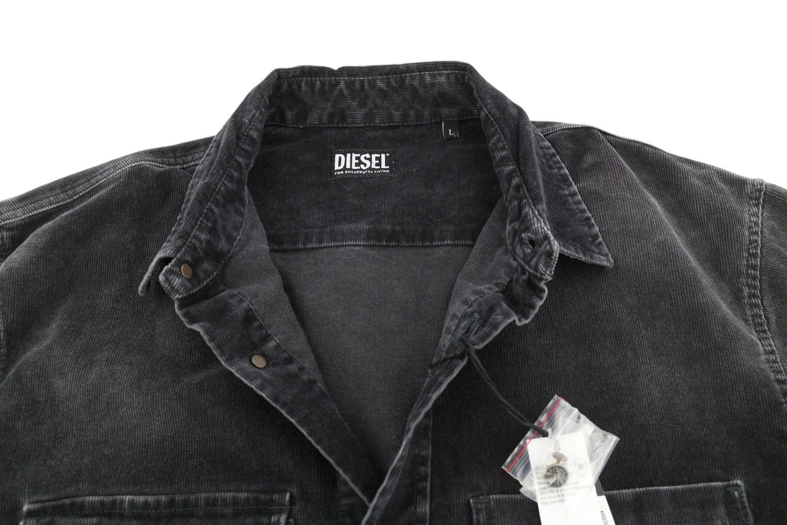 Diesel S-BUN-CORD L Washed Black Corduroy Snap Shirt 41004 Size US L / EU 52-54 / 3 - 4 Thumbnail