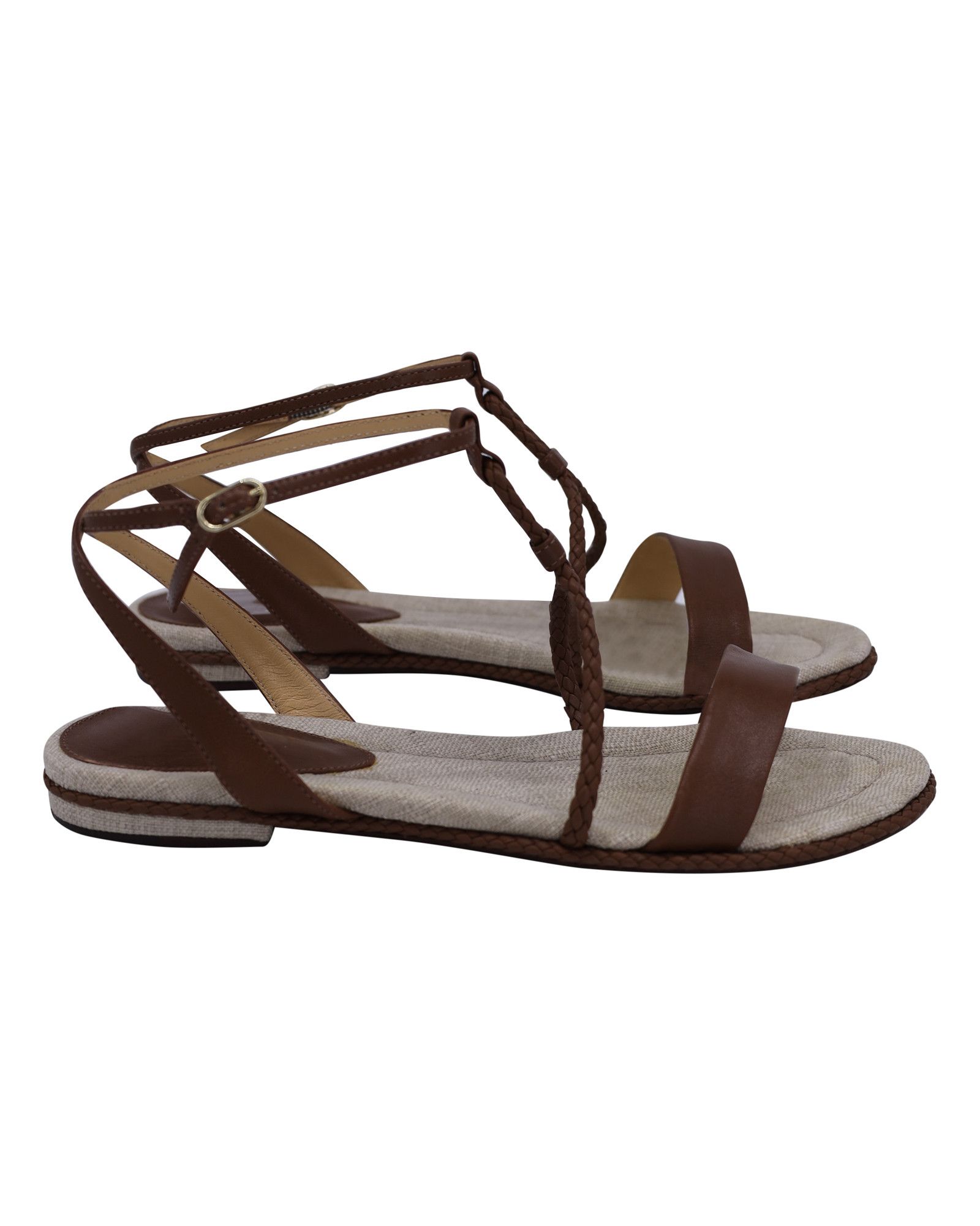 Alexandre Birman Alexandre Birman Braided Flat Sandals in Brown Calfskin Leat Size US 6.5 / IT 36.5 - 1 Thumbnail