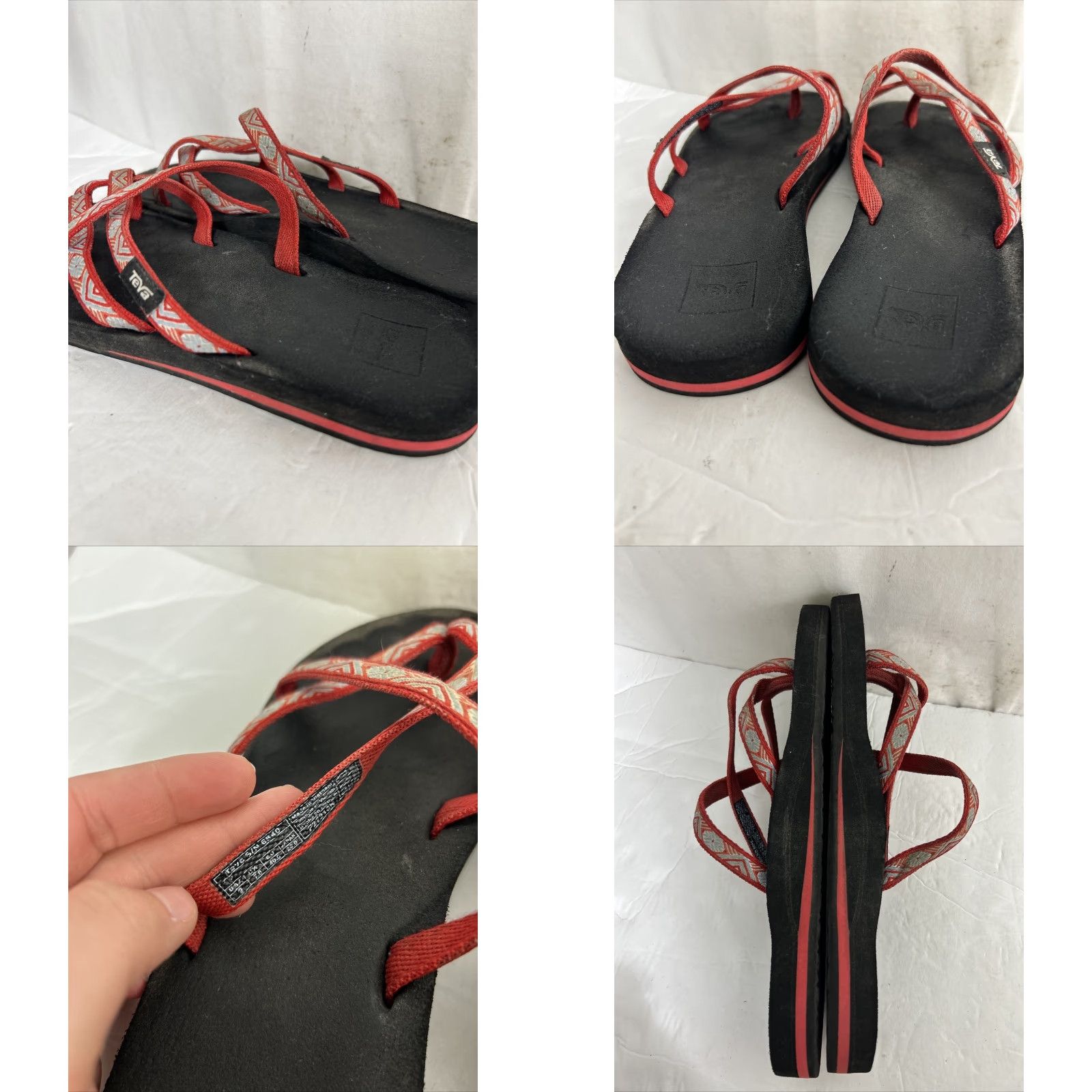 Teva Teva Olowahu Isla Red Sandal Women's Slip On Thong Geometric Cushioned Toe Strap 9m Bristol 84 Size US 7 / IT 37 - 8 Thumbnail
