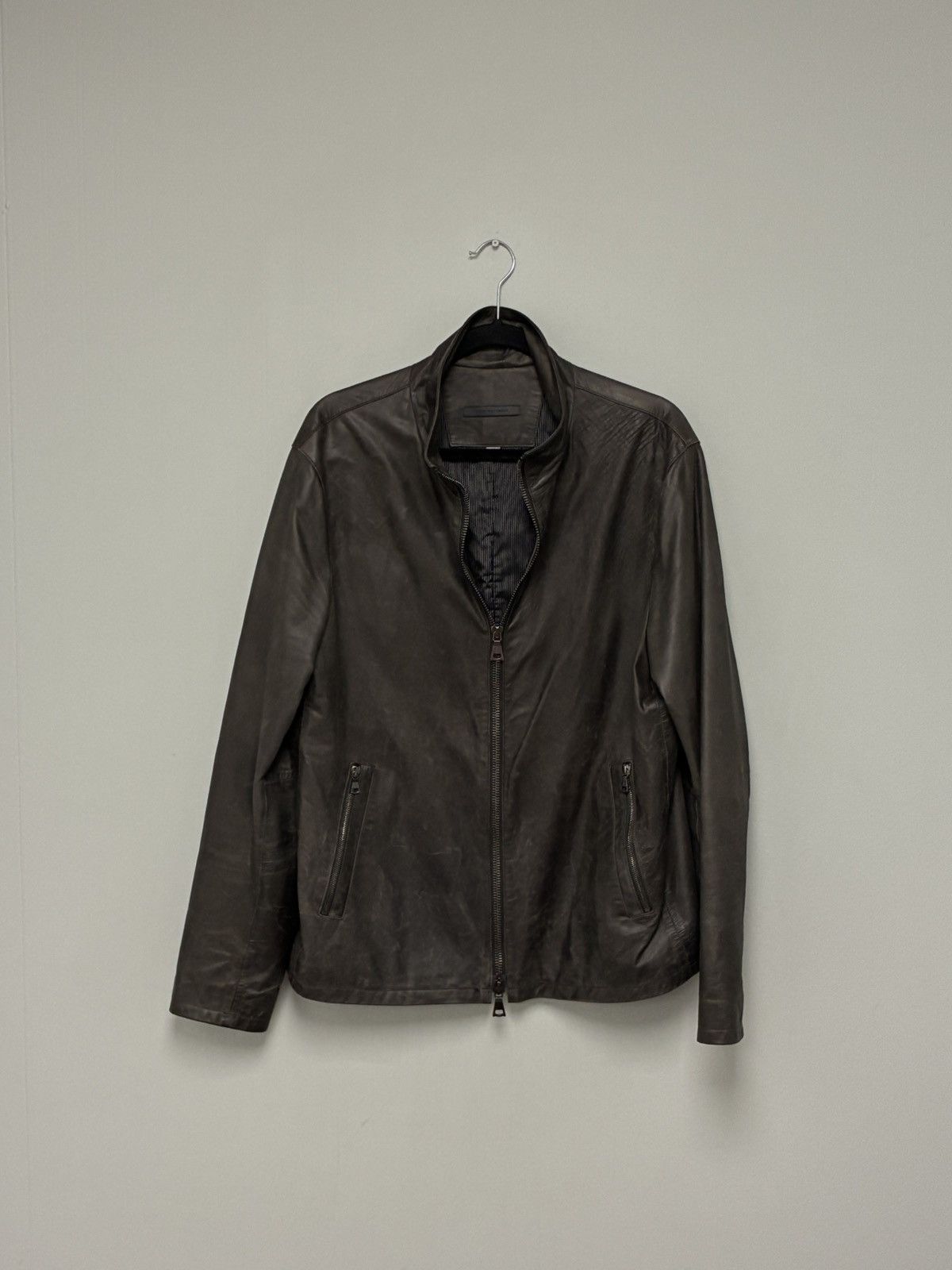 John Varvatos Funnel Neck Leather Jacket EU 52 USA 42 Size US L / EU 52-54 / 3 - 5 Thumbnail