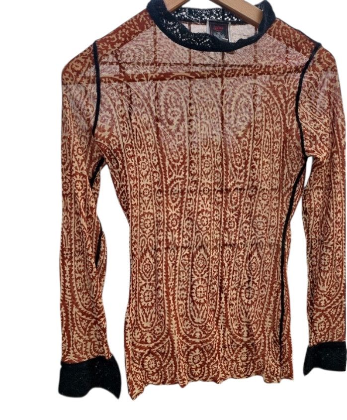 Jean Paul Gaultier × Vintage Jean Paul Gaultier Mesh Top Printed Dress Jacket Coat EX0047 Size L / US 10 / IT 46 - 1 Thumbnail