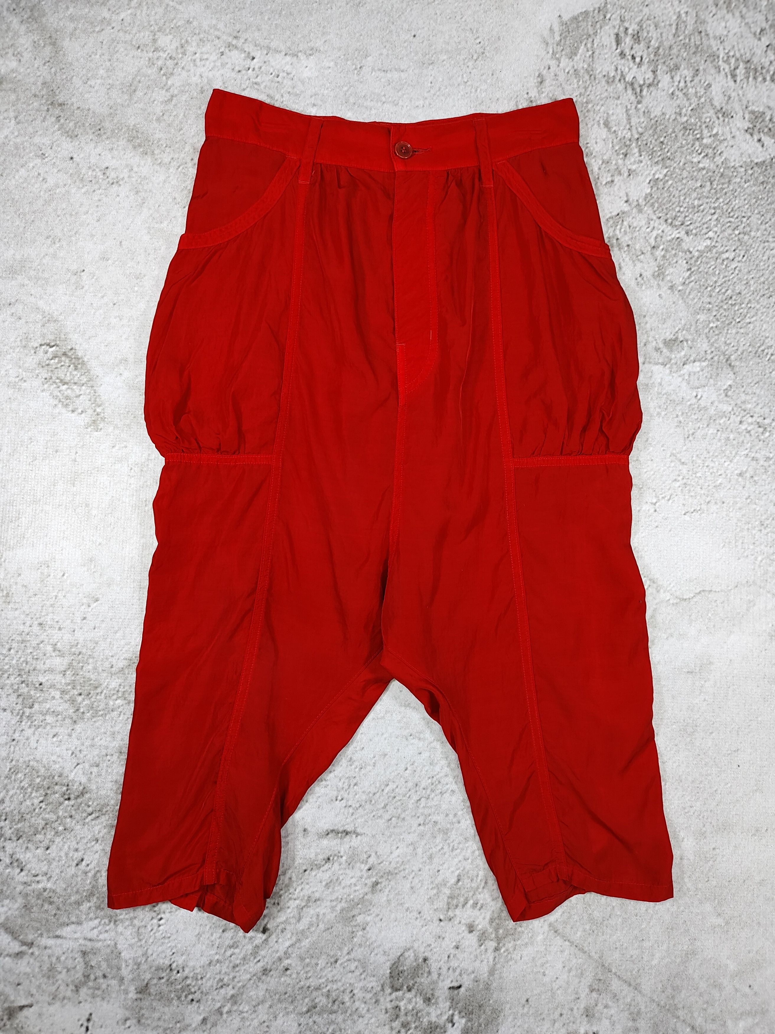 Zucca 2000s ZUCCA- Drop Crotch Cropped Pants Bright Red Size 30" / US 8 / IT 44 - 1 Thumbnail