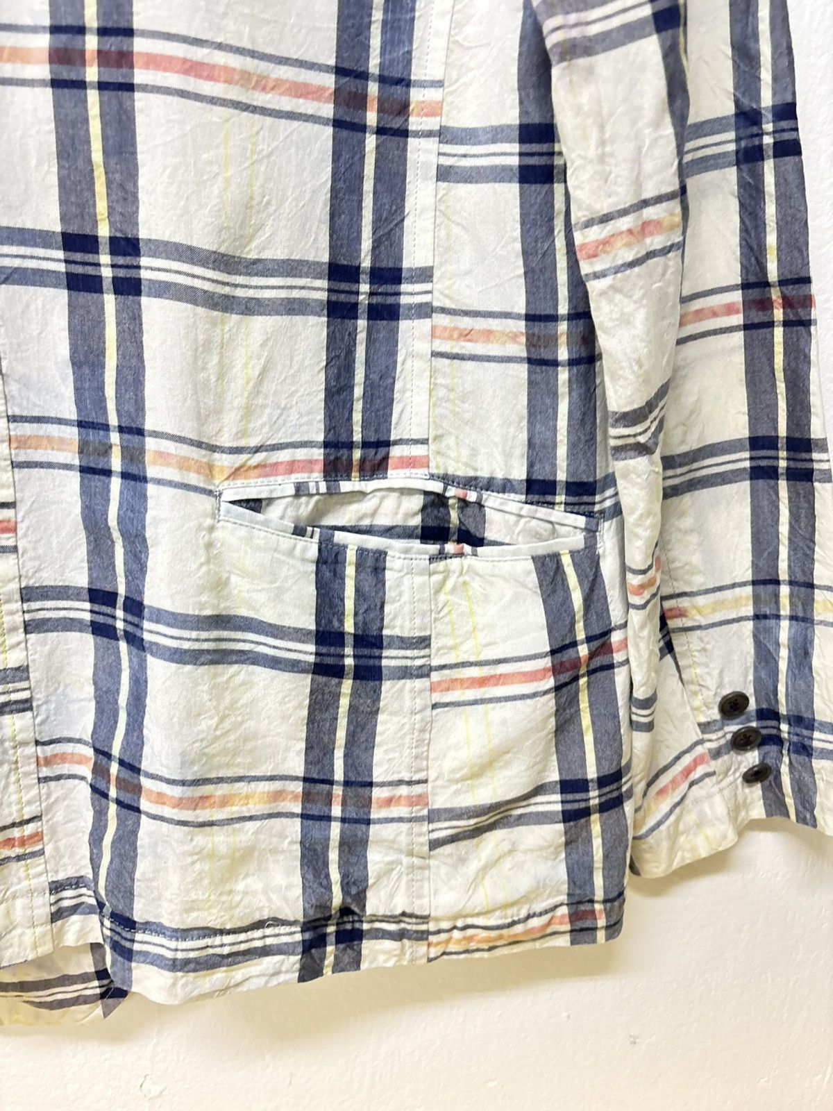 Yohji Yamamoto Vintage Rayon Yohji Yamamoto Ys Blazer Plaid Patchwork Size 50R - 18 Thumbnail
