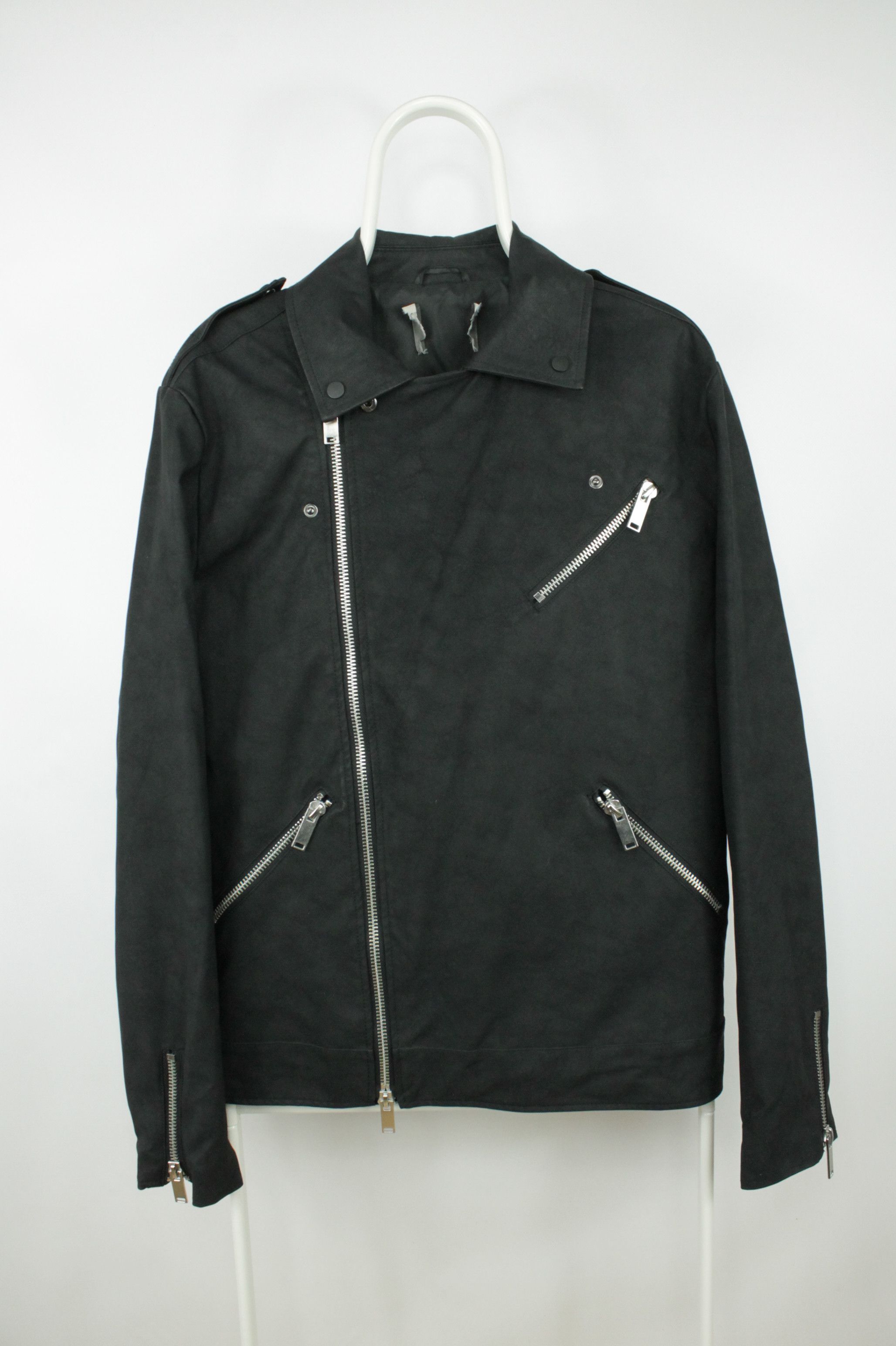 Asos Asos Black Matte Leather Biker Jacket Size US M / EU 48-50 / 2 - 2 Thumbnail