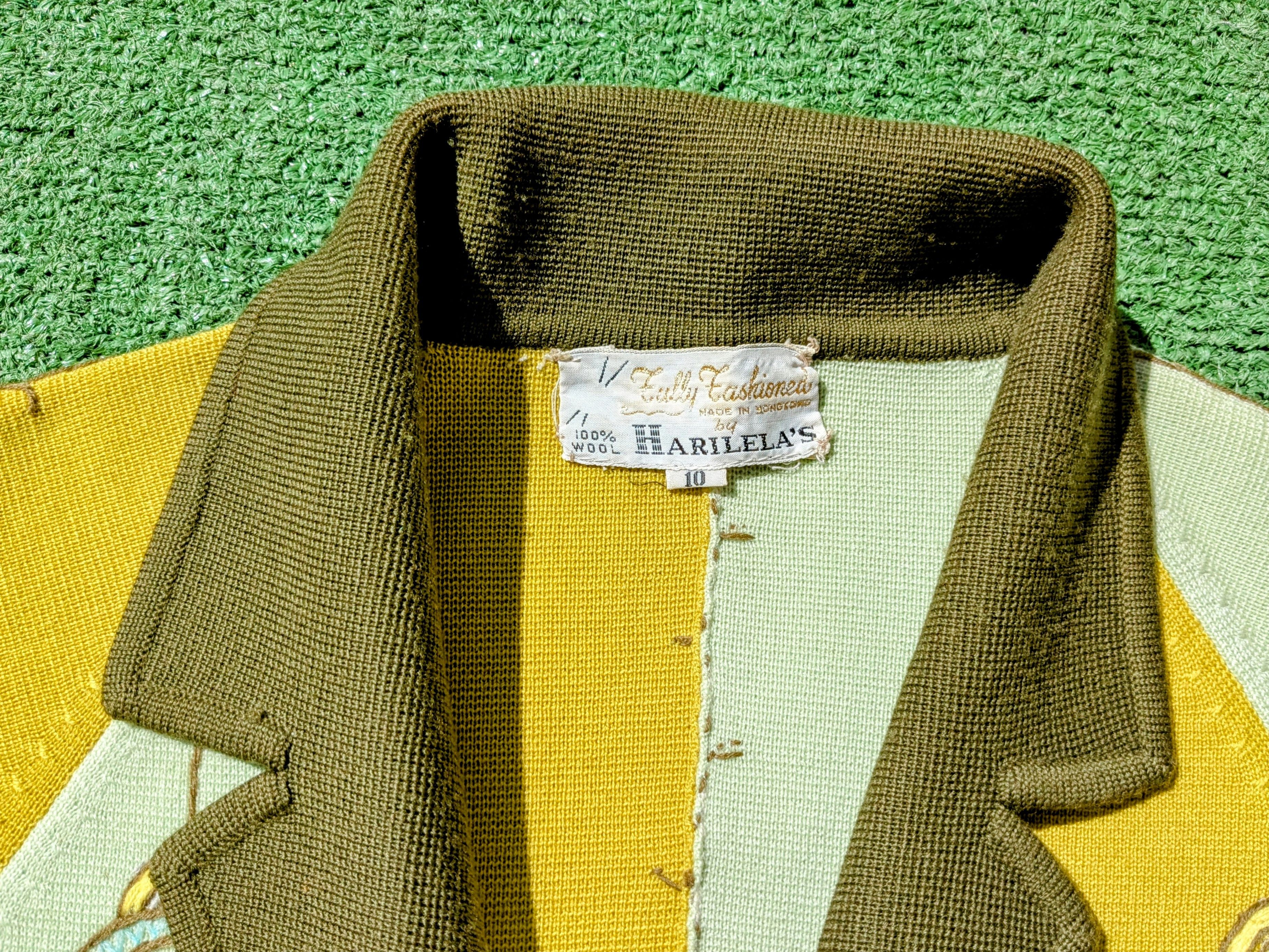 Vintage VTG Mod 1960s Squares Cardigan Sweater Petite Jacket Size M / US 6-8 / IT 42-44 - 6 Thumbnail