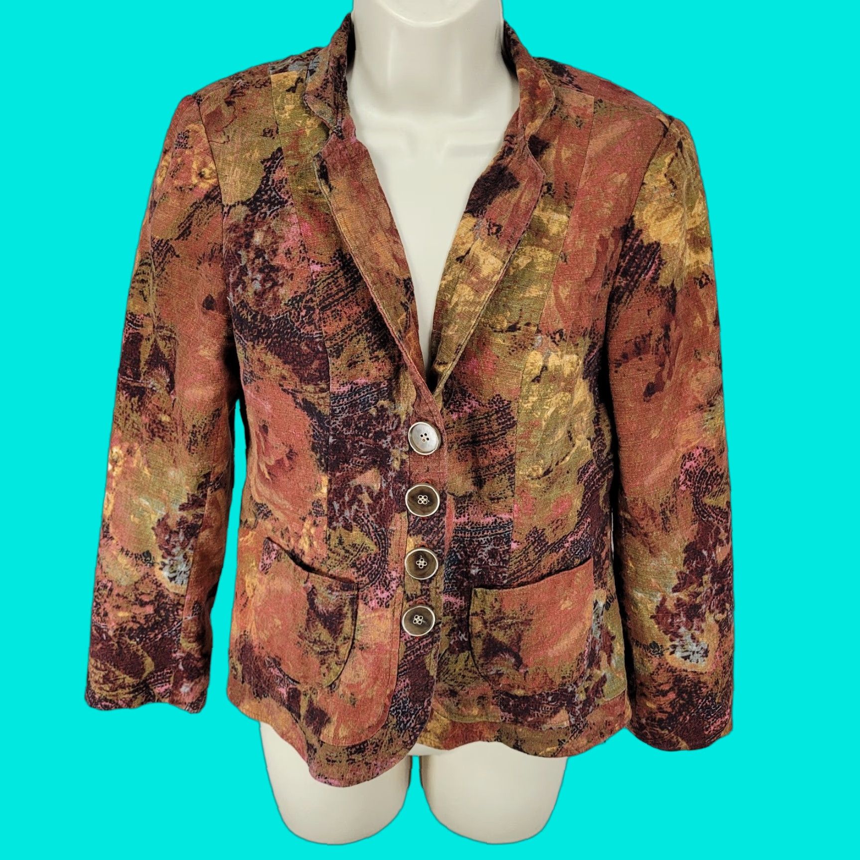 Coldwater Creek Coldwater Creek Multicolor Cotton Stretch Lightweight Buttoned Jacket Size 6P Size M / US 6-8 / IT 42-44 - 1 Thumbnail