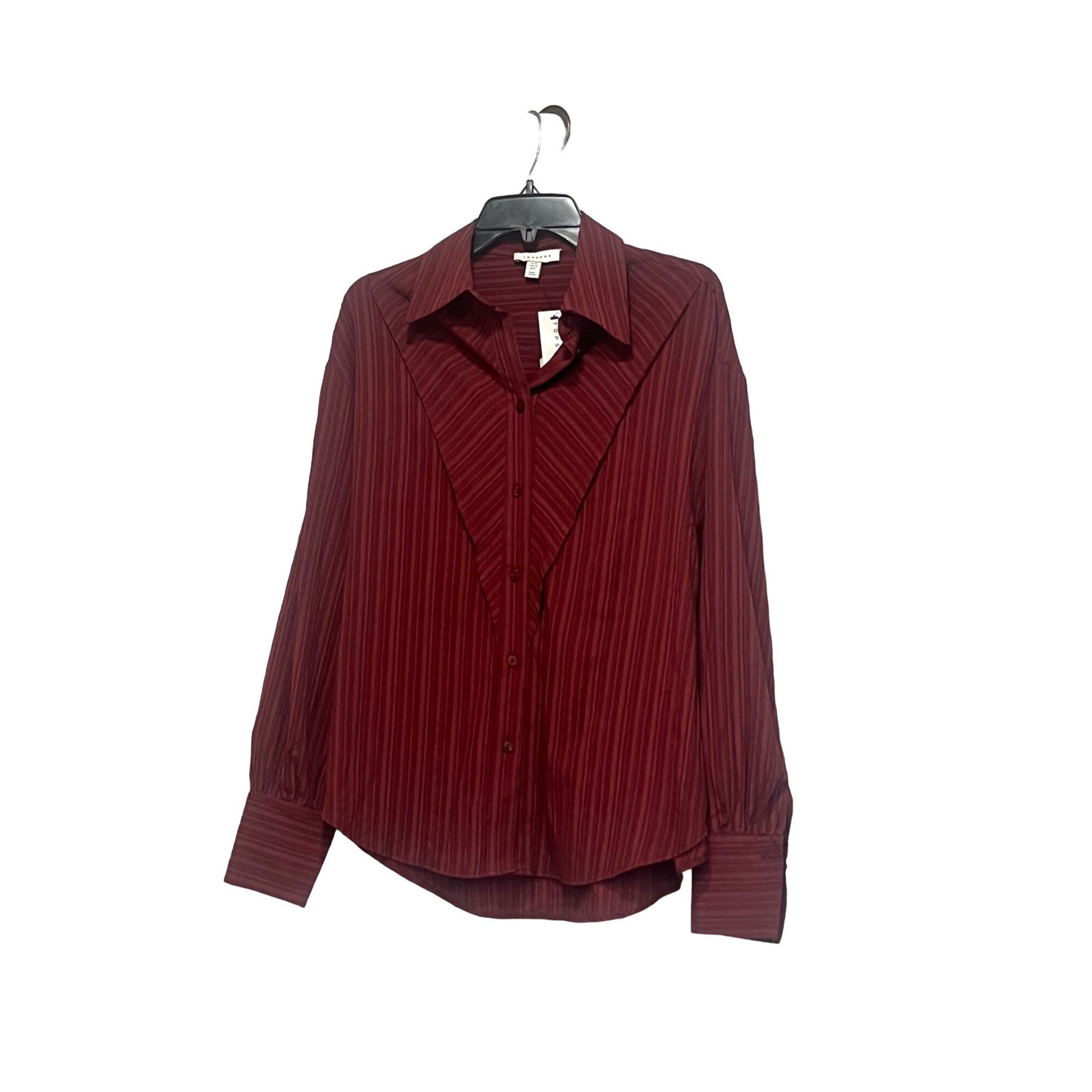 Topshop Topshop textured panel shirt in berry, Sz. 6 Size M / US 6-8 / IT 42-44 - 12 Thumbnail