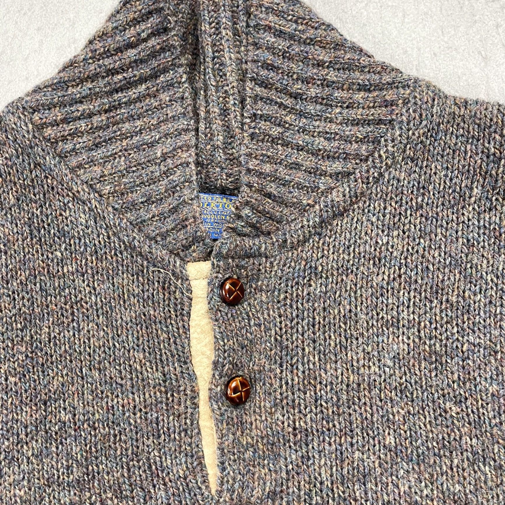 Pendleton VINTAGE Pendleton Sweater Mens XL Tall Gray Brown Button Cowl Neck Virgin Wool Size US XL / EU 56 / 4 - 4 Thumbnail