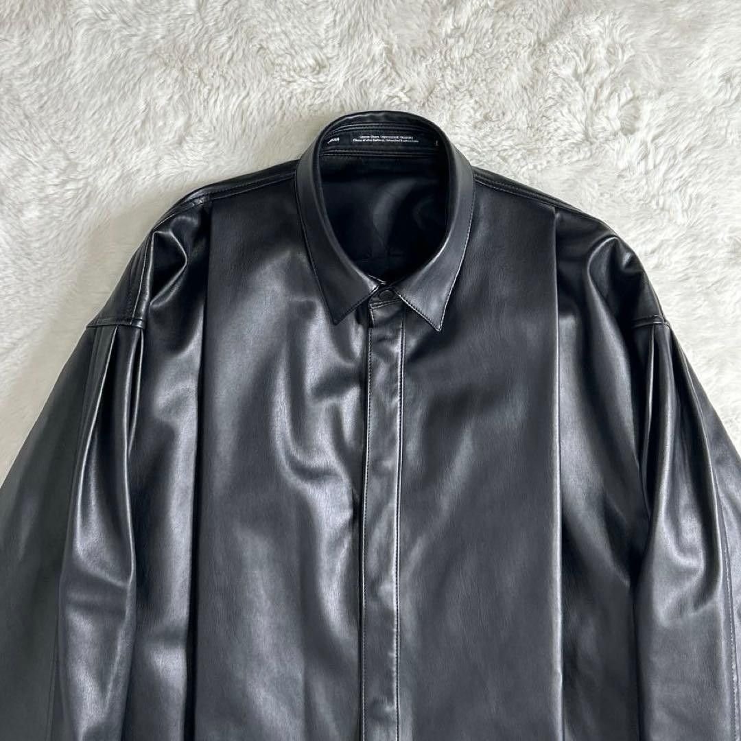 Julius JULIUS 23ss Synthetic Leather Shirt Black 2 Size US M / EU 48-50 / 2 - 2 Thumbnail