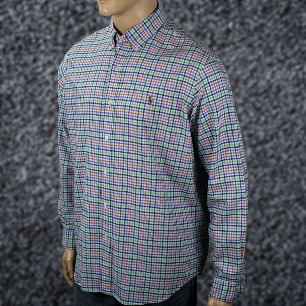 Ralph Lauren Ralph Lauren Dress Shirt Oxford Classic Button-Down Collar Multicolor Plaid Orange Green Blue NWT XL Mens Size 46R - 1 Preview