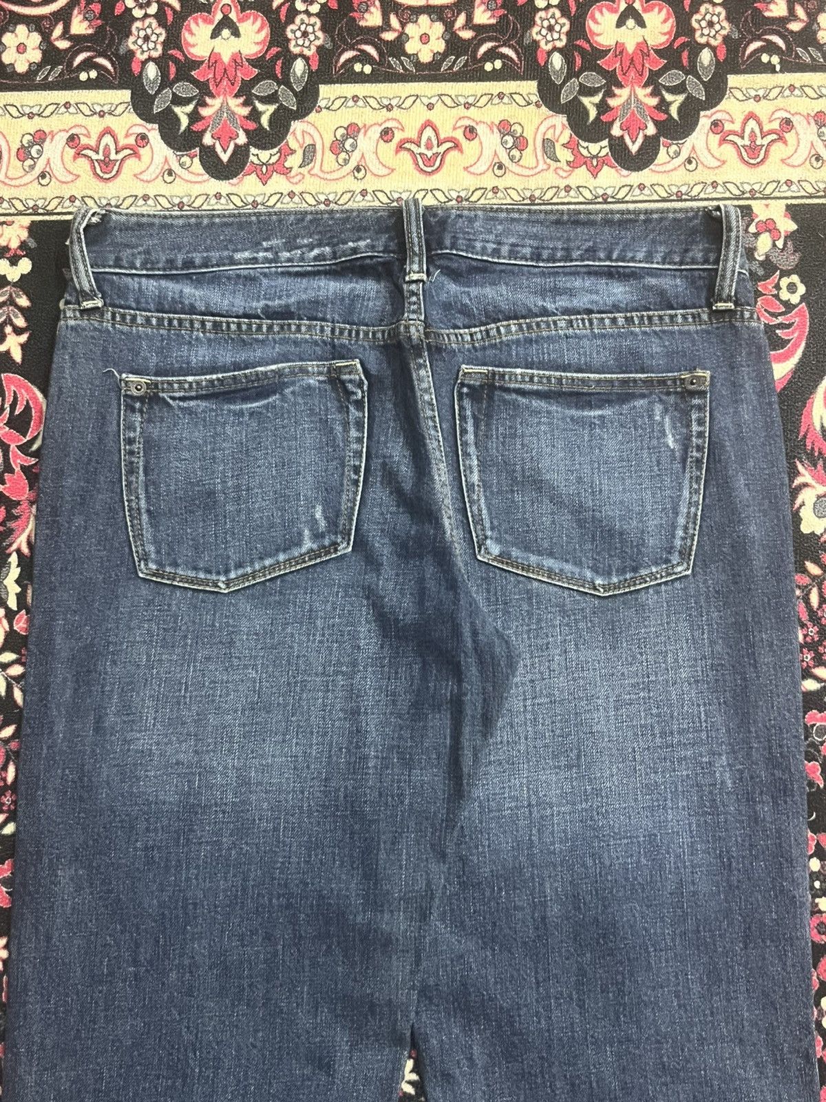 Japanese Brand Japanese Brand Blue Washed Distressed Patches Straight Jeans Size US 32 / EU 48 - 6 Thumbnail
