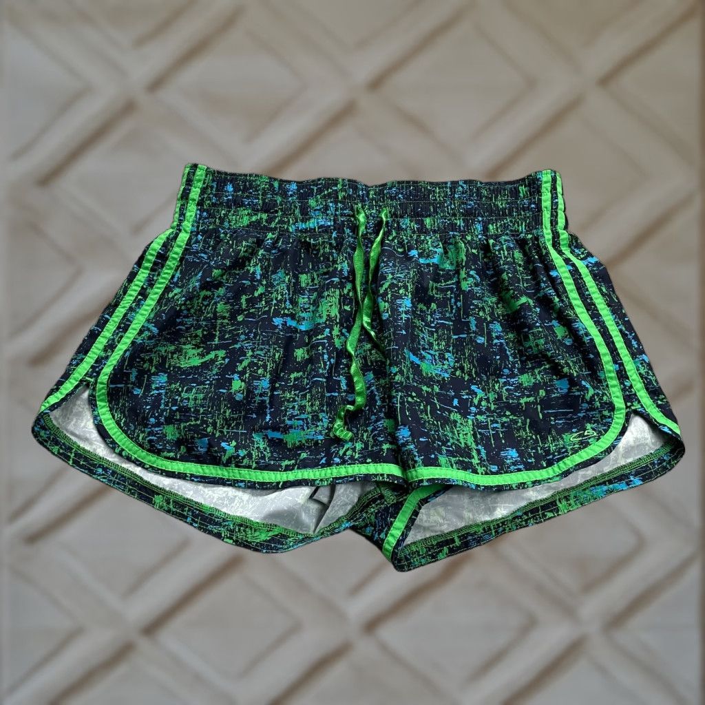 Champion Champion Active Shorts Womens L Green Blue Elastic Waist Pockets 30x3 Shorx? Size 36" / US 14 / IT 50 - 1 Thumbnail