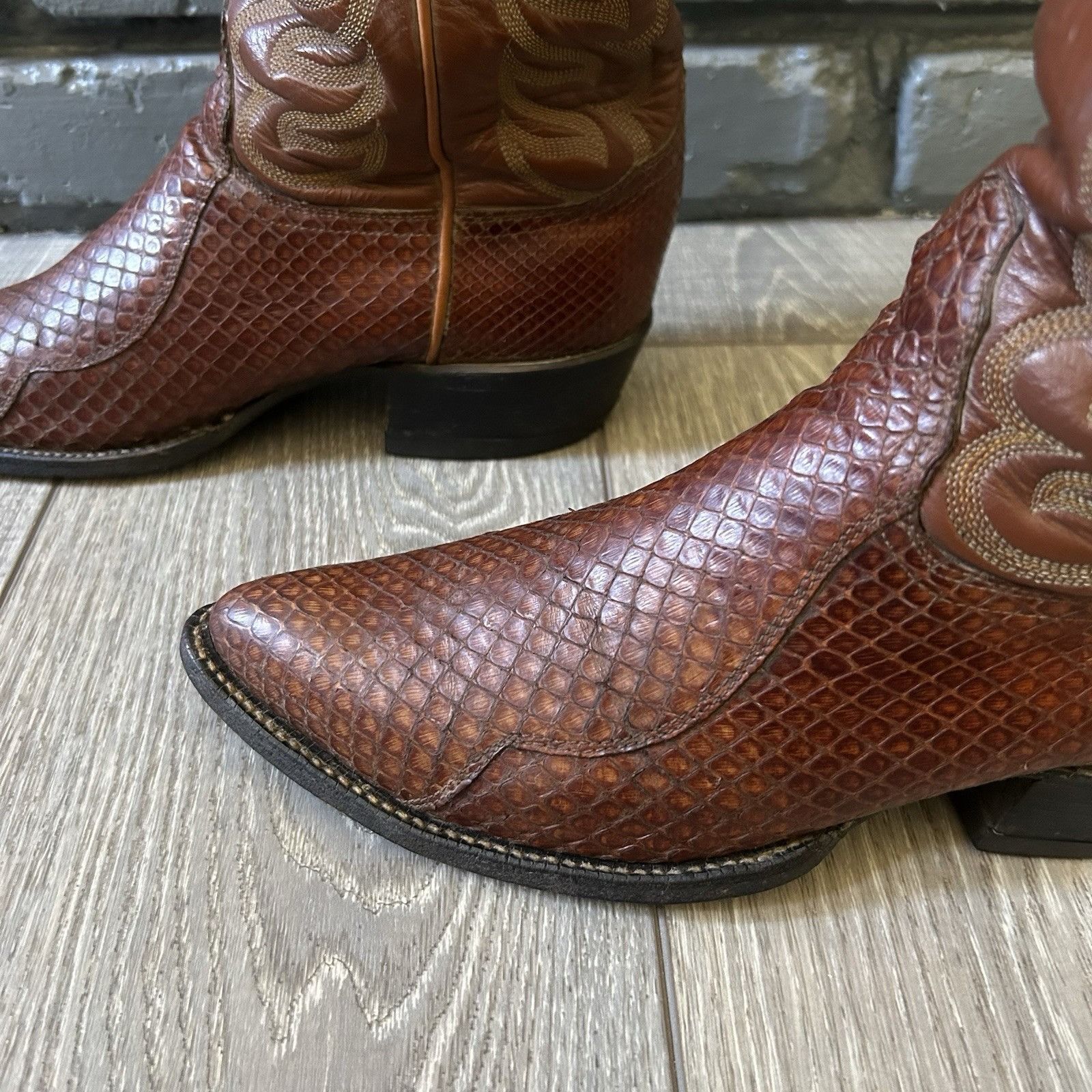 Tony Lama Tony Lama Vintage Snakeskin Cowboy Boots Mens 7.5 D 