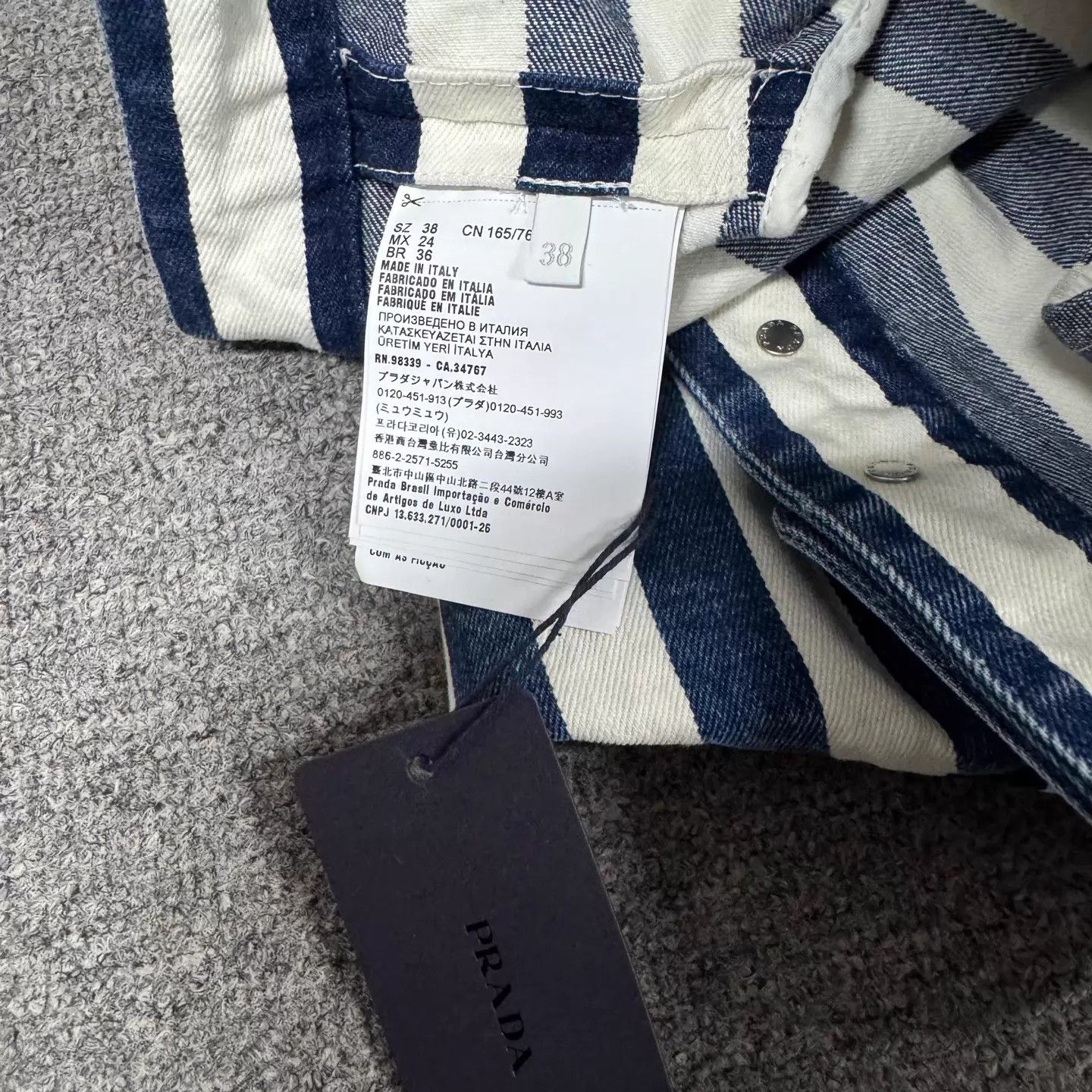 Prada Prada Blue-White Stripe Triangle Logo Short Jacket Size XS / US 0-2 / IT 36-38 - 6 Thumbnail