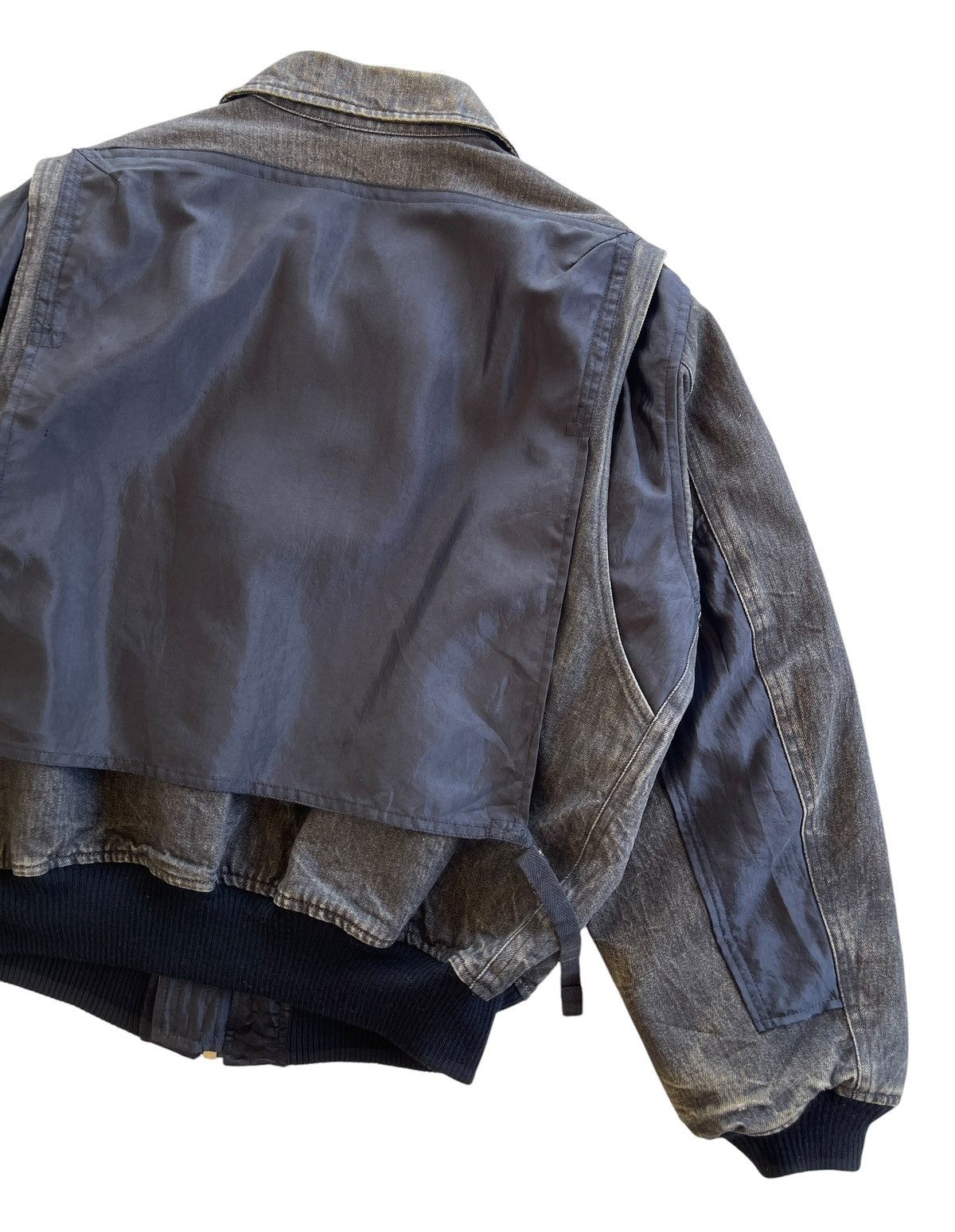 Pink House 1980s Washed Black Denim Bomber Jacket Size US XL / EU 56 / 4 - 11 Thumbnail