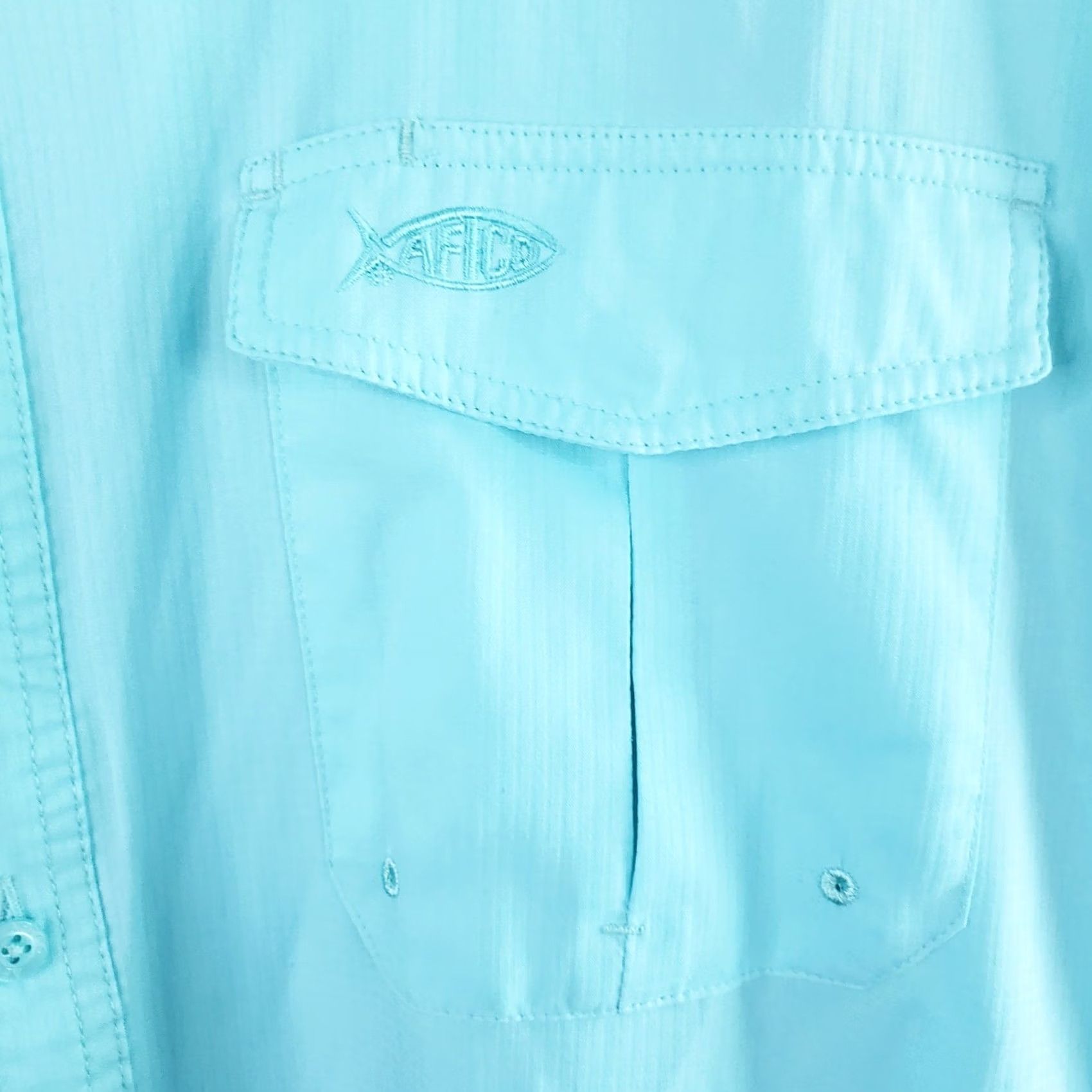 Vintage AFTCO Aftech Men XL Blue Short Sleeve 2 Pocket Button Front Fishing Shirt Size US XL / EU 56 / 4 - 4 Thumbnail