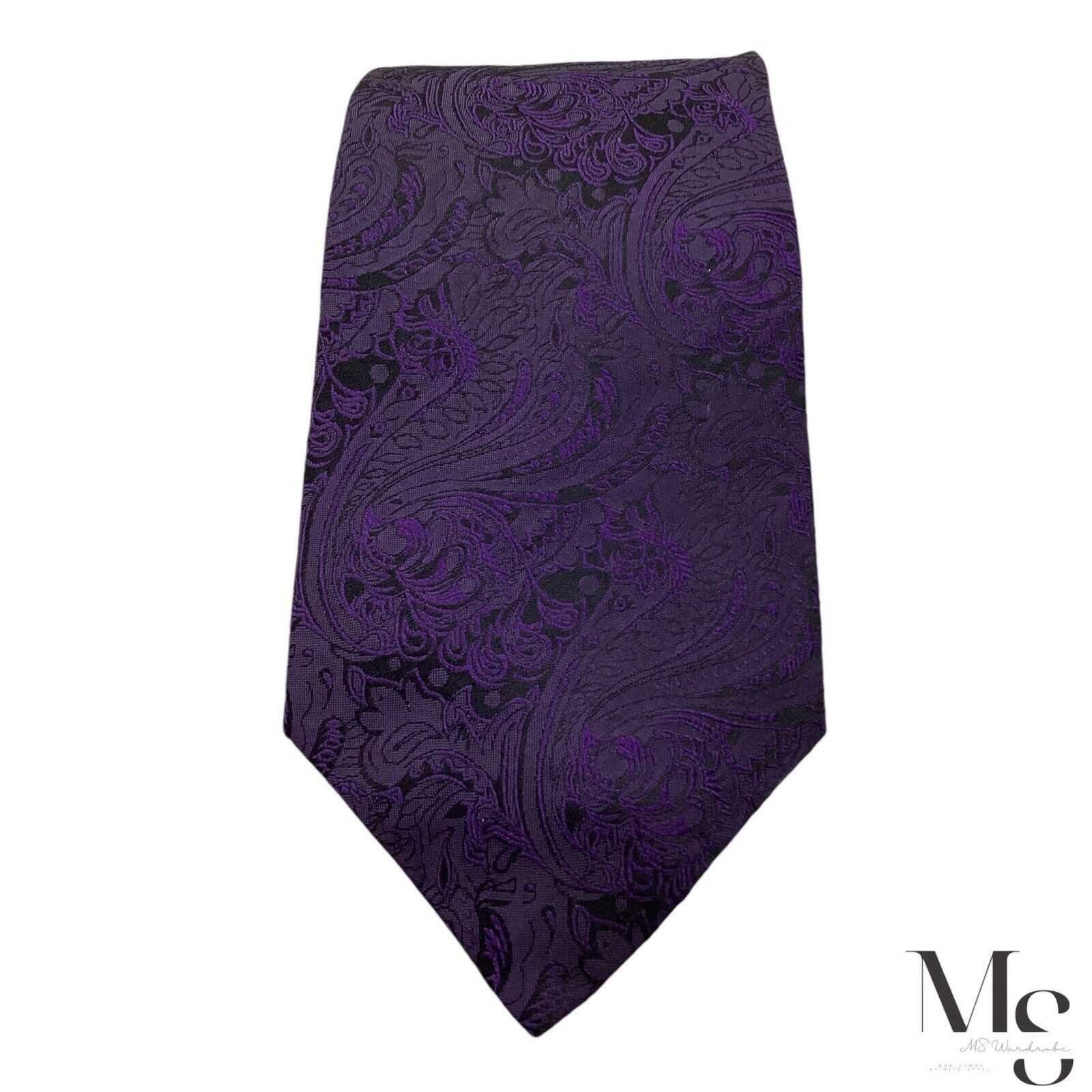 Murano MURANO XL Purple & Black Paisley Silk Tie Hand Made In USA W Size ONE SIZE - 3 Thumbnail