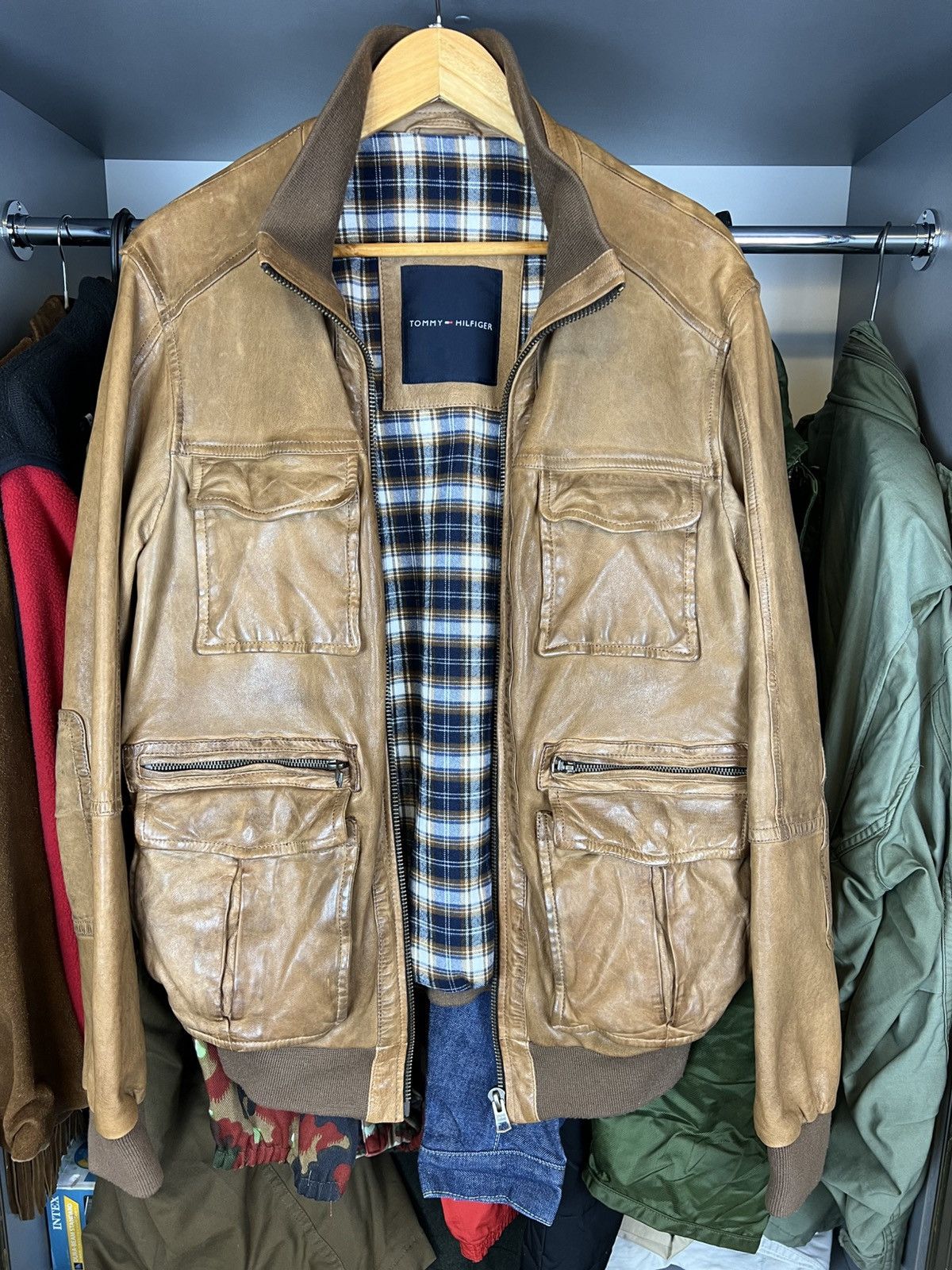 Tommy Hilfiger Vintage Tommy Hilfiger leather jacket brown moto Size US M / EU 48-50 / 2 - 2 Thumbnail