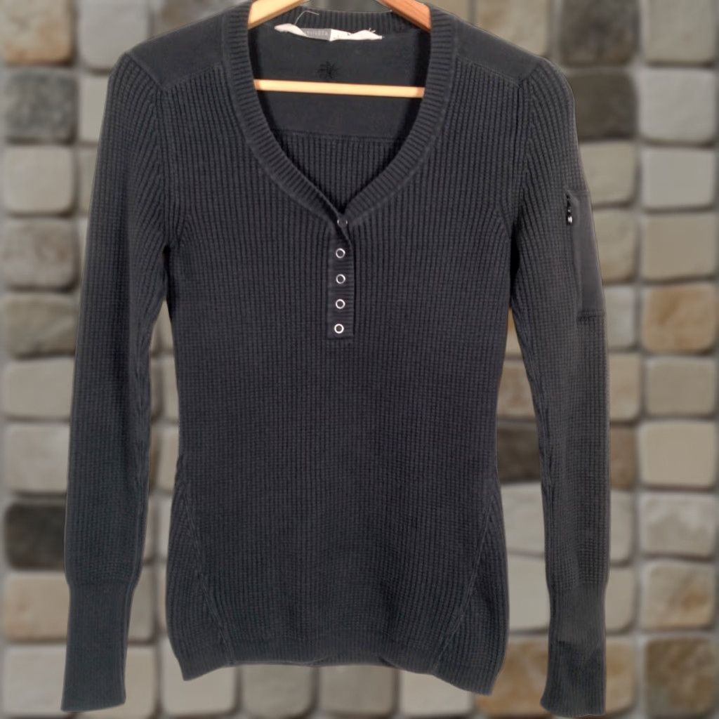 Athleta Athleta Sweater Women Small Slim Thermal Ribbed Knit Snap Organic Cotton Gray Size S / US 4 / IT 40 - 1 Thumbnail