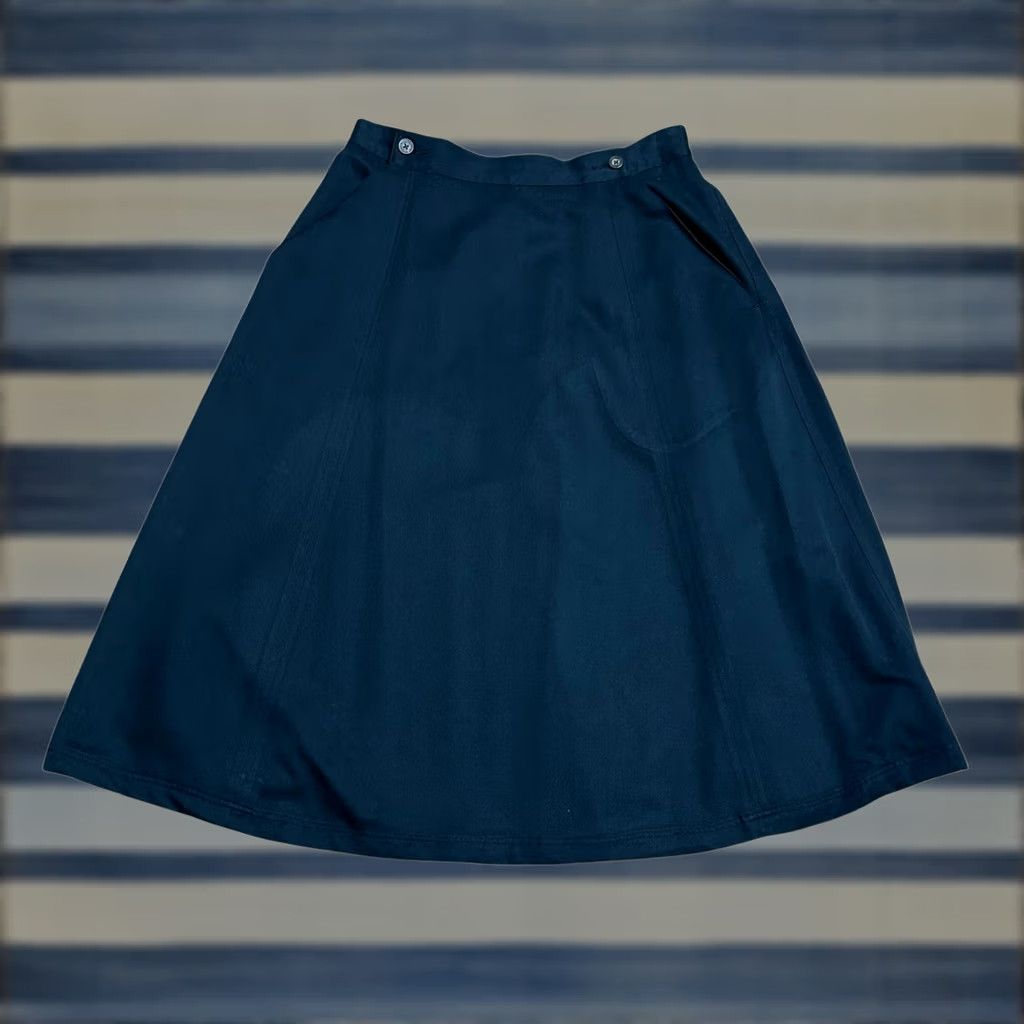 Vintage VINTAGE L.L.Bean Skirt Long Pleated Navy Blue 14P Women’s Hong Kong 80s 90s American Modest Black? Size 36" / US 14 / IT 50 - 1 Thumbnail