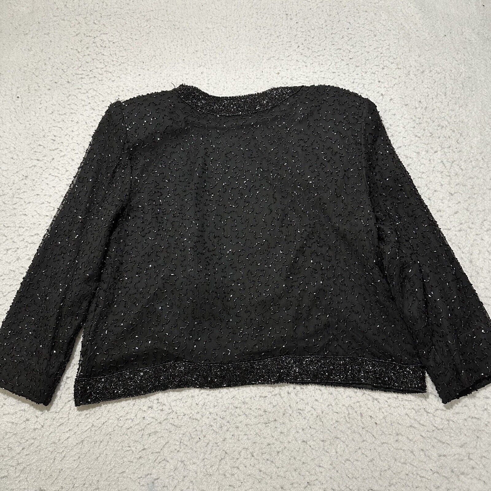 Vintage Vintage Stenay Medium Silk Bead Blazer Black Evening Jacket Size M / US 6-8 / IT 42-44 - 12 Thumbnail