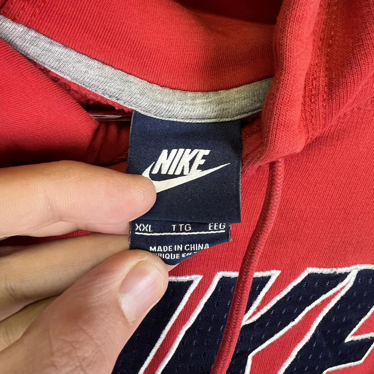 Nike Vintage Nike Red Pullover Hoodie with Classic Logo Size US XL / EU 56 / 4 - 7 Thumbnail