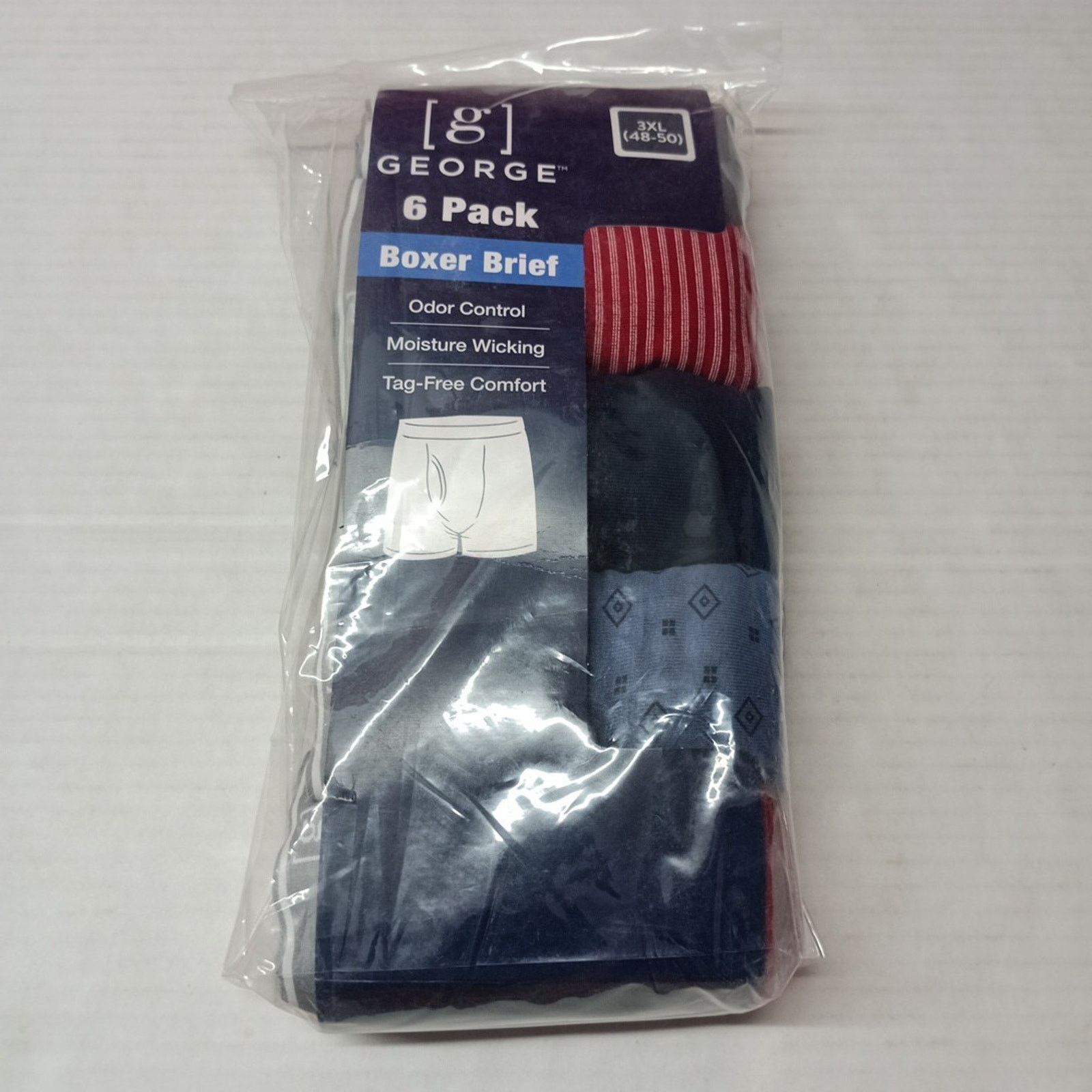 George 6-Pack GEORGE Men’s 3XL Boxer Briefs Moisture Wicking Size 46 - 1 Thumbnail