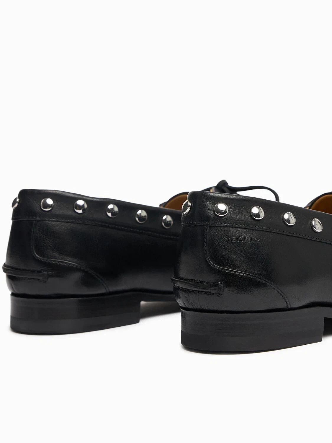 Bally BALLY Pathy Black Studded Leather Plume Loafers N/A Size US 7 / IT 37 - 3 Thumbnail