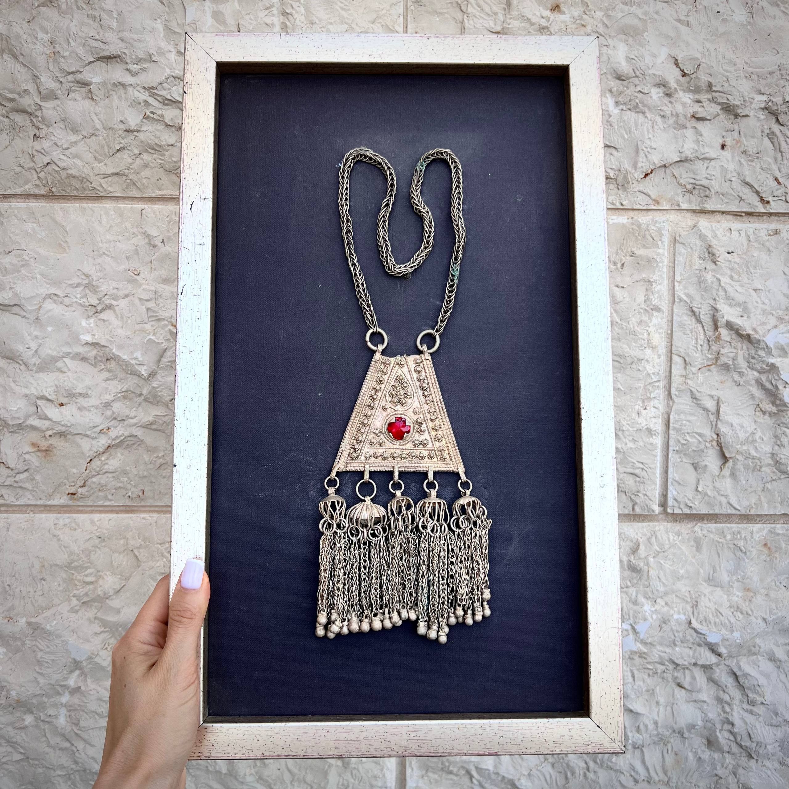 Vintage Antique Yemenite Bedouin Silver Necklace Ethnic Jewelry Size ONE SIZE - 1 Thumbnail