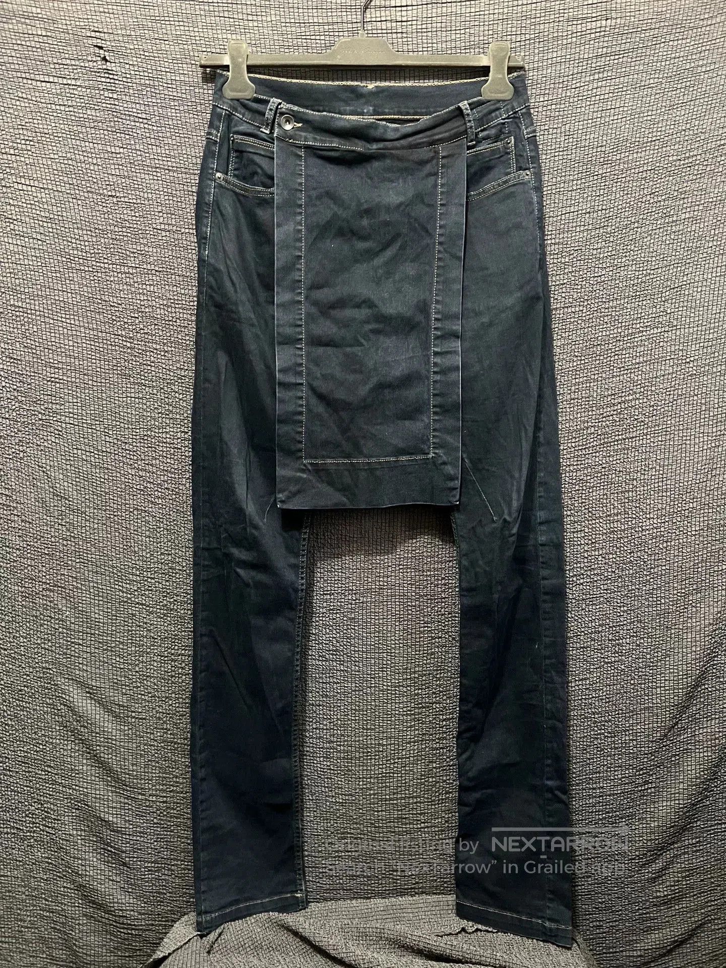 rick owens elastic denim skirt pants.