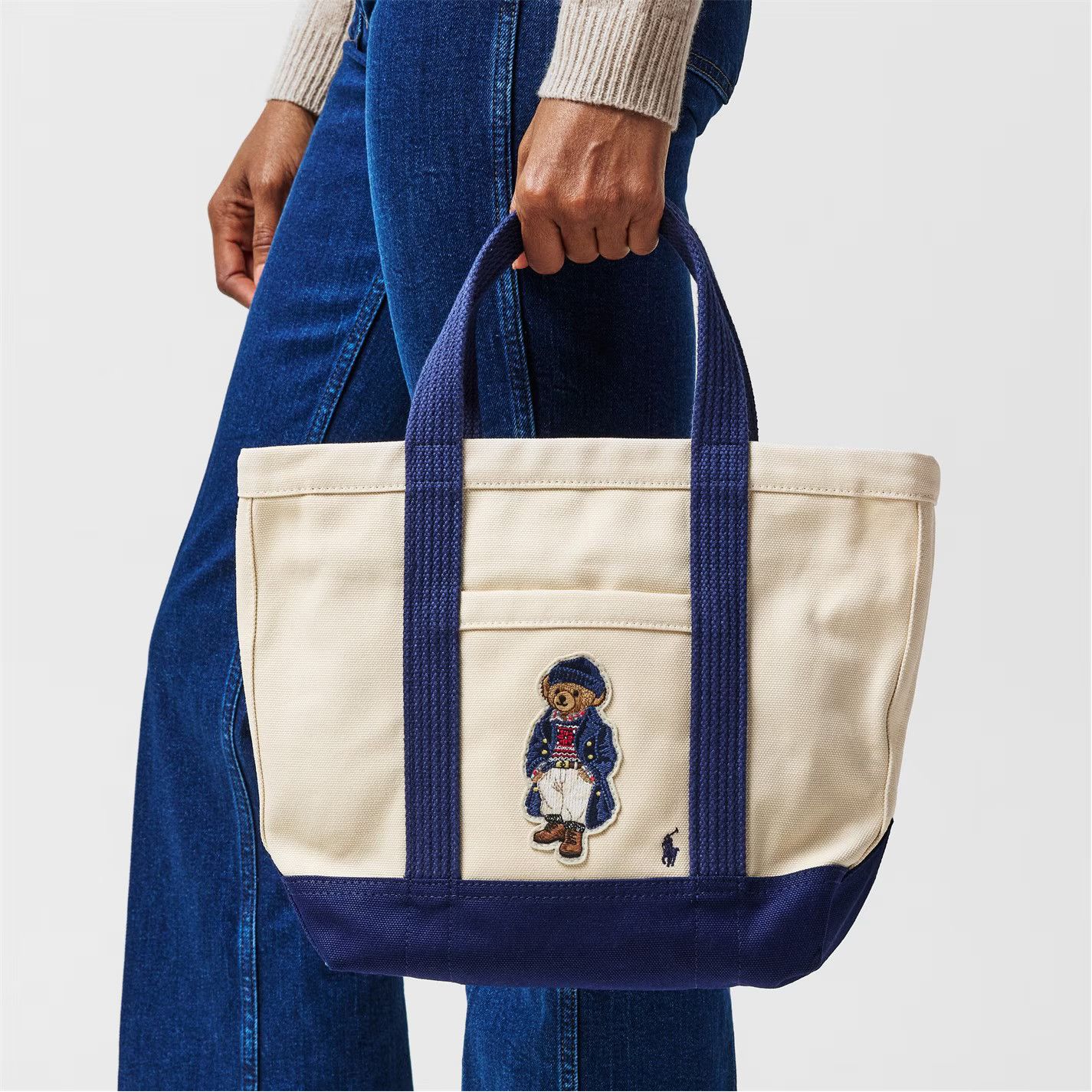 Polo Ralph Lauren o1g2r1mq0825 Size: OS / Bear Logo Tote Bag in Ecru/Navy Size ONE SIZE - 2 Thumbnail