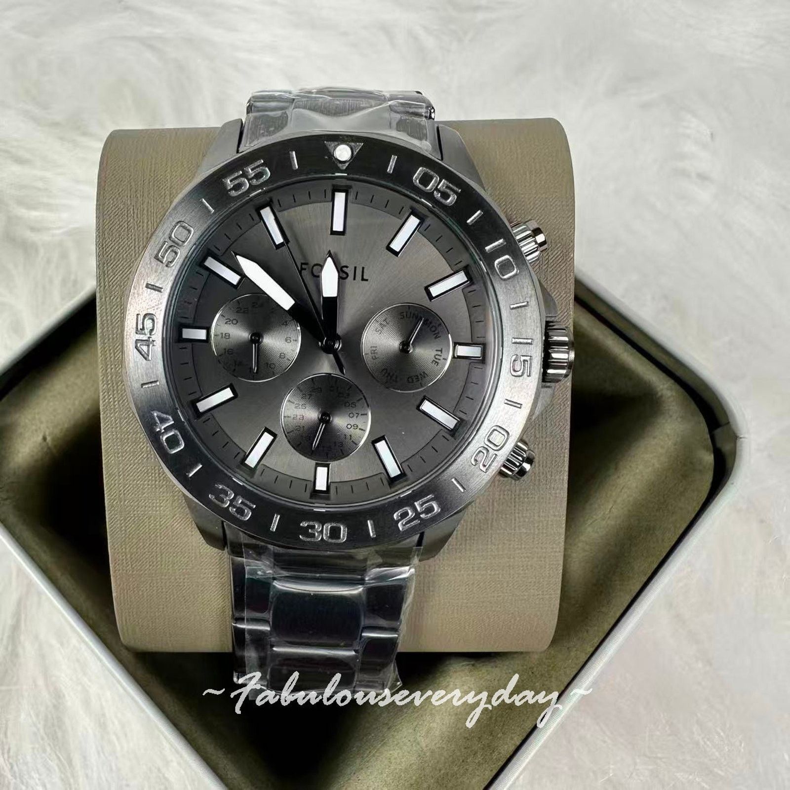 Fossil Fossil Men Bannon Multifunction Smoke Stainless Steel Watch Size ONE SIZE - 1 Thumbnail