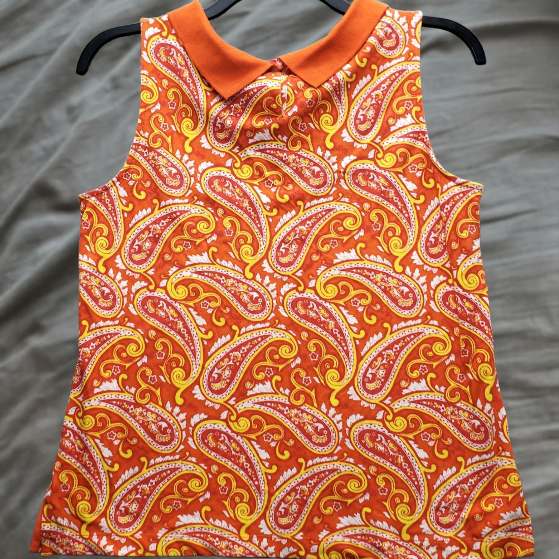 Talbots Talbots Tank Top Womens Petite L Multi Paisley Collared Stretch Slit Size L / US 10 / IT 46 - 1 Thumbnail