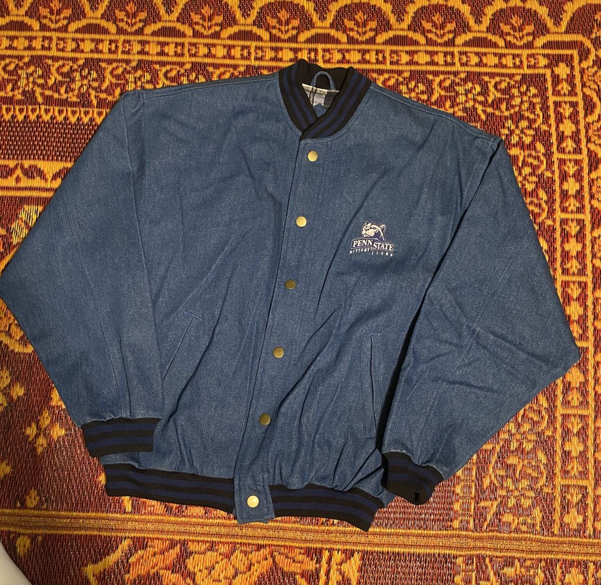 Vintage Vintage Penn State Denim Bomber Jacket Size US M / EU 48-50 / 2 - 1 Thumbnail