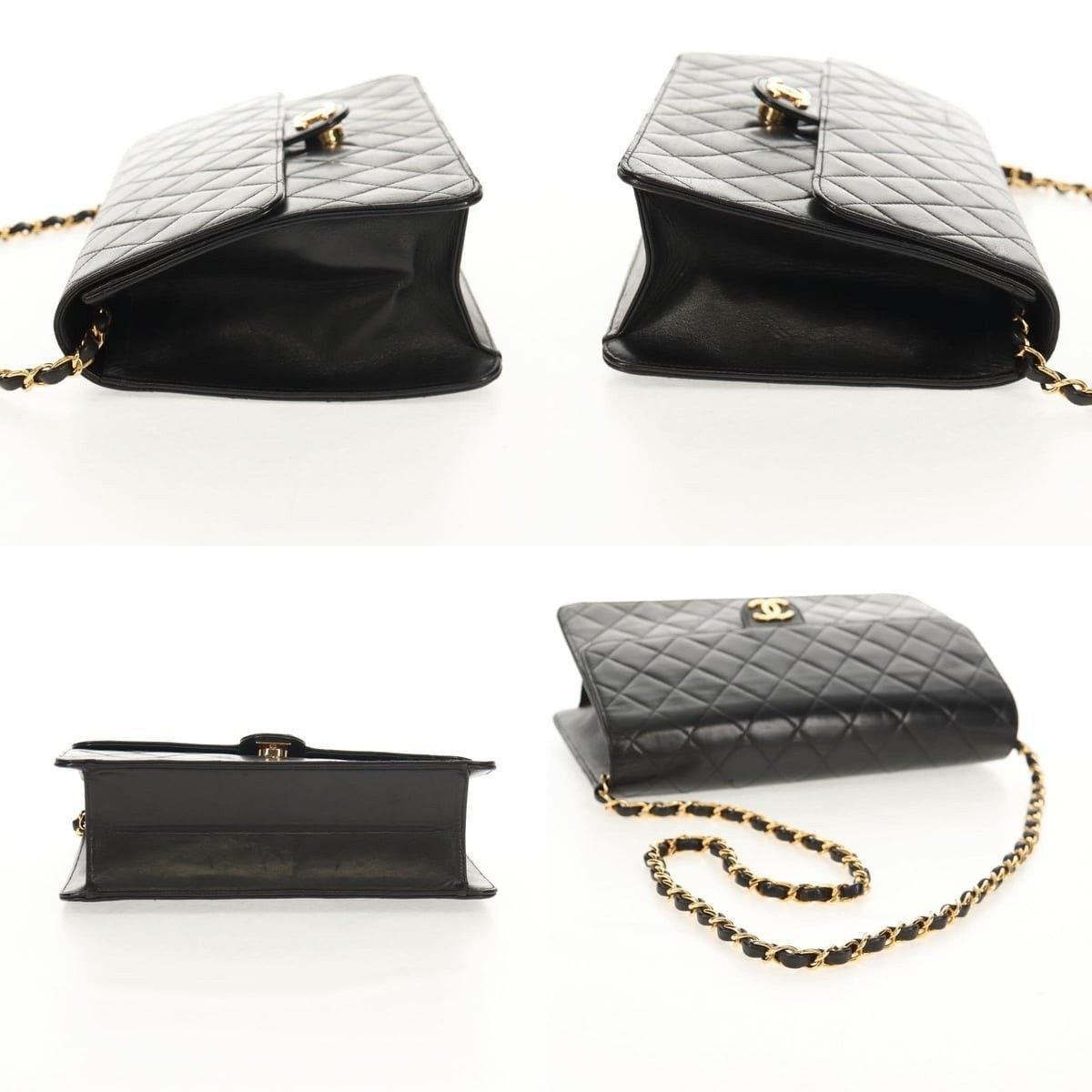 Chanel Chanel Chain Shoulder Bag Lamb Skin Black Gold CC Size ONE SIZE - 3 Thumbnail