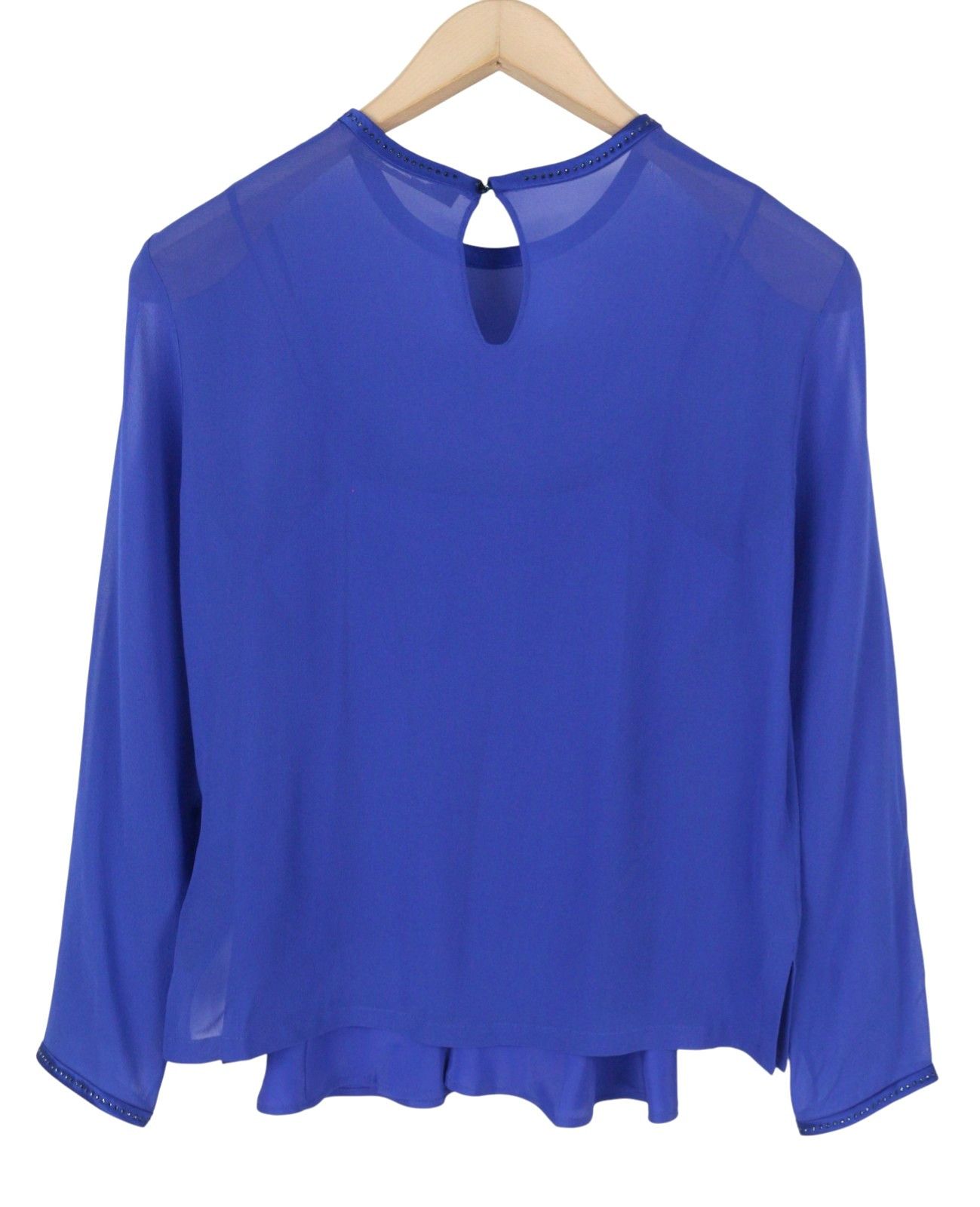 Max Mara EU36 S Blue 100% Silk Rhinestones 2in1 Blouse 88772 Size S / US 4 / IT 40 - 4 Thumbnail