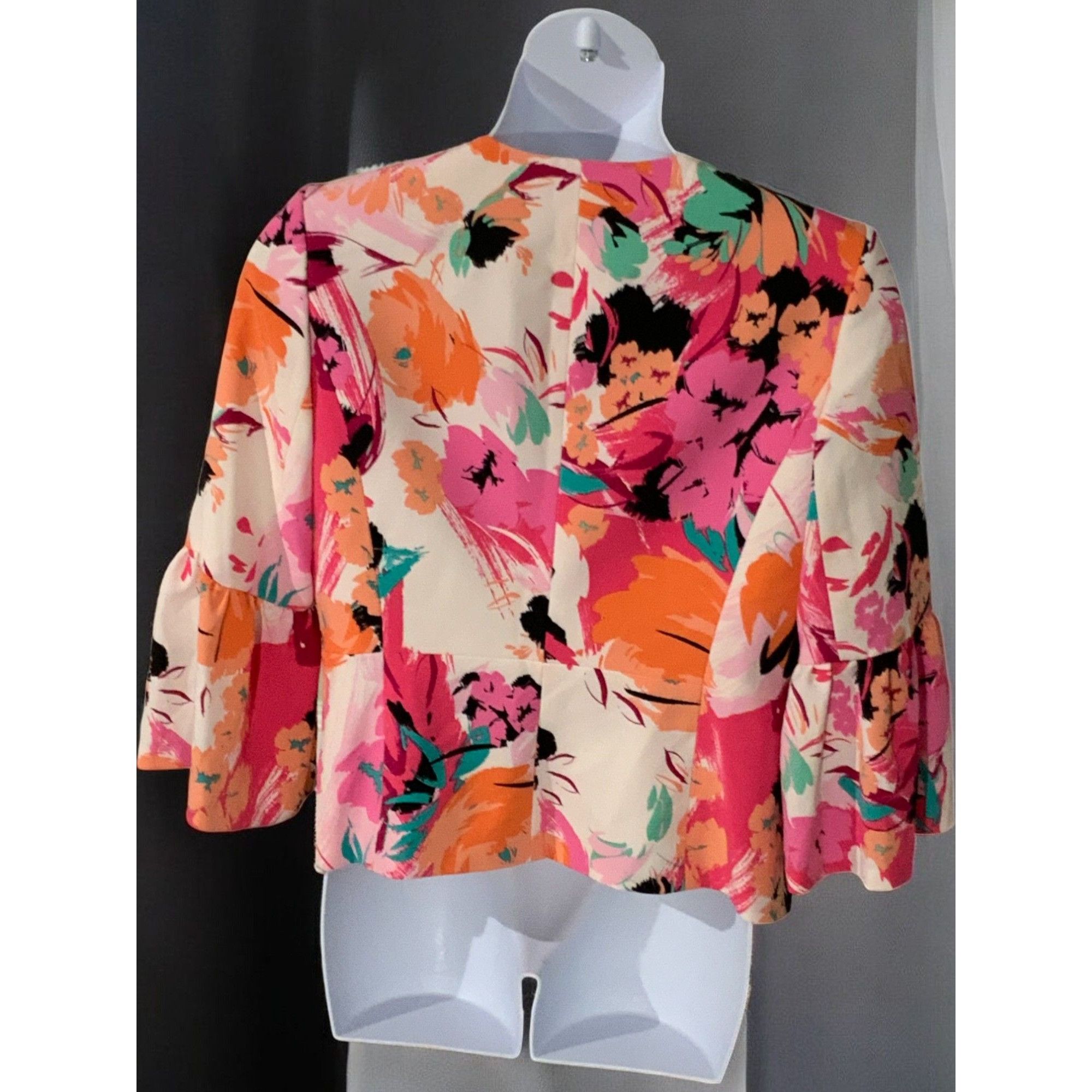 Nine West Nine West Womens Floral Bell Quarter Sleeve Blazer Size 12 Size XL / US 12-14 / IT 48-50 - 7 Thumbnail